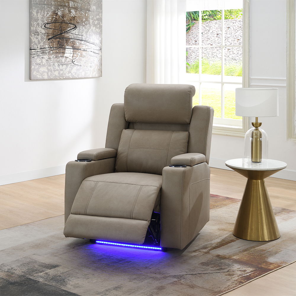 Lugo - Power Motion Recliner With Cup Holder - Camel, light brown