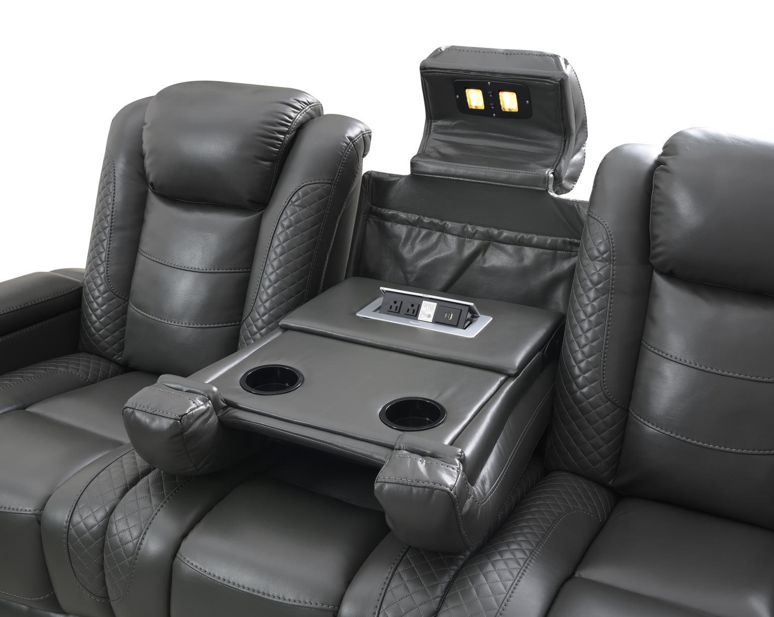 U93 - 3 Piece Living Room Set (Power Reclining Sofa & Power Reclining Loveseat, Power Reclining Chair) - Dark Gray