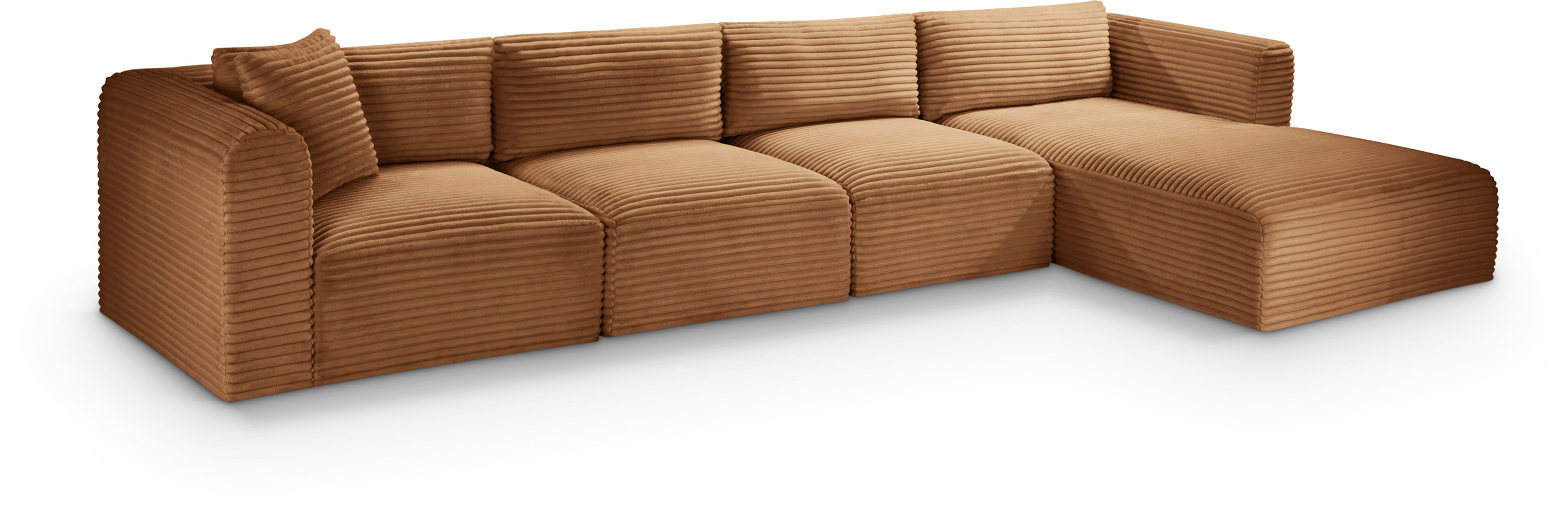 Shaggy - 4 Piece Modular Sectional With Chaise - Saddle