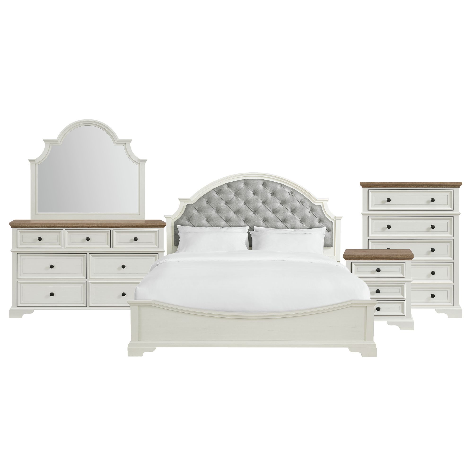 Eastwood - Youth King Upholstered 5 Piece Bedroom Set - White