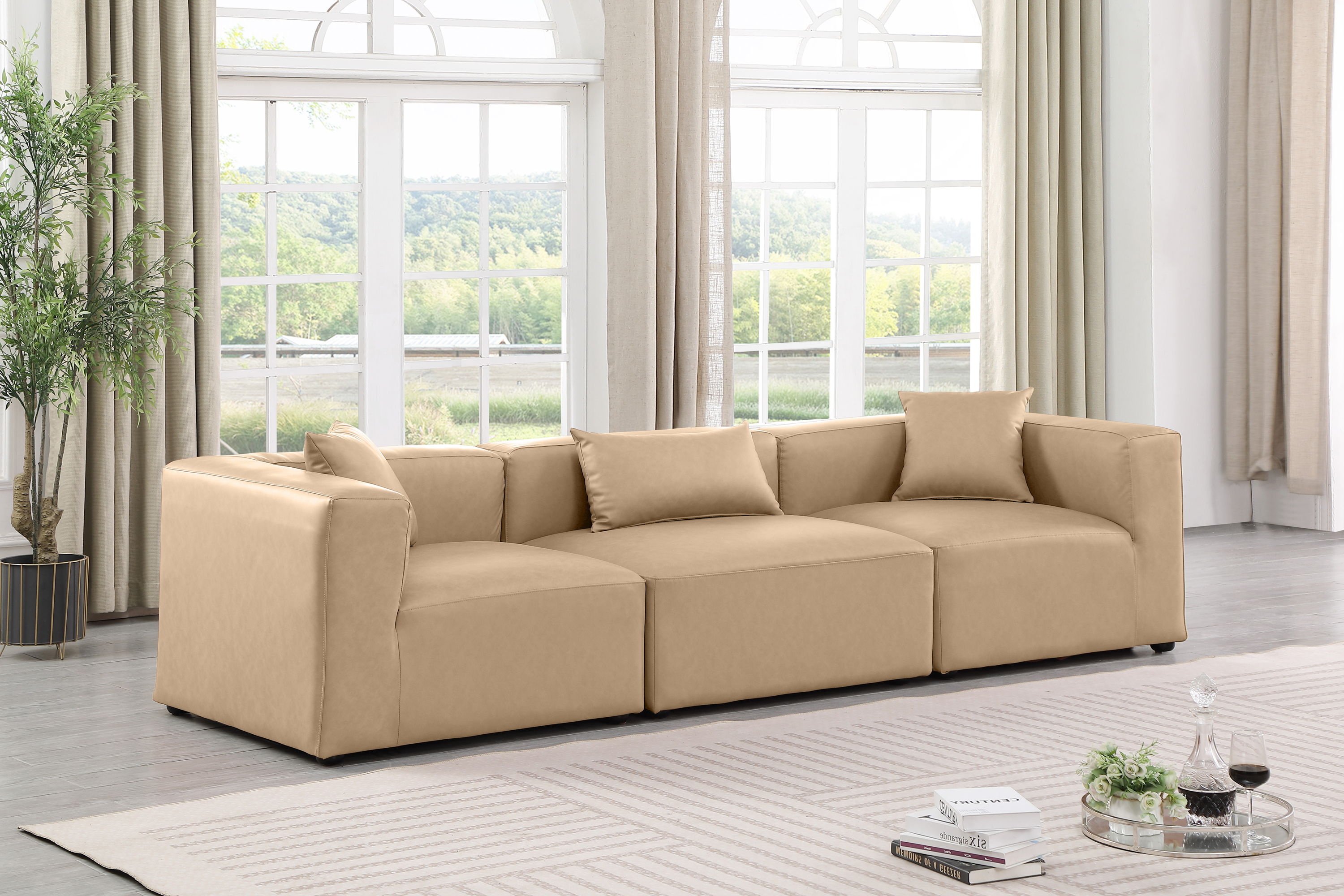 Cube - Modular 3 Piece Sofa - Tan