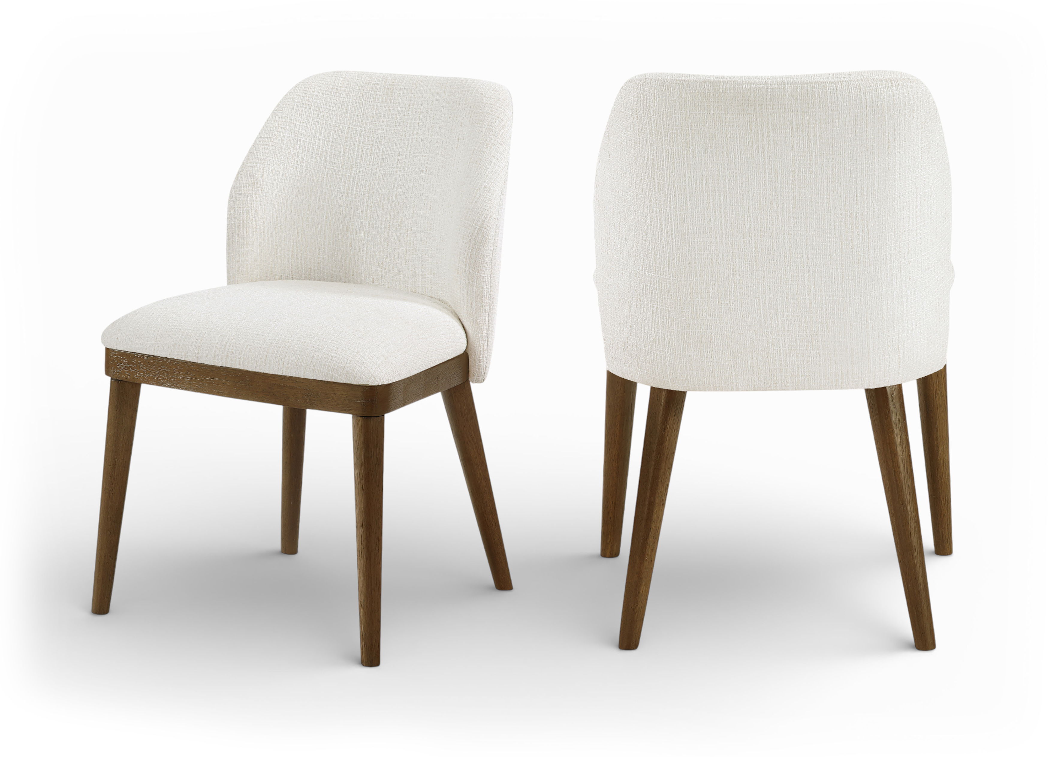 Valeo - Linen Textured Fabric Upholstered Dining Chair (Set of 2) - Cream / Painted Brown