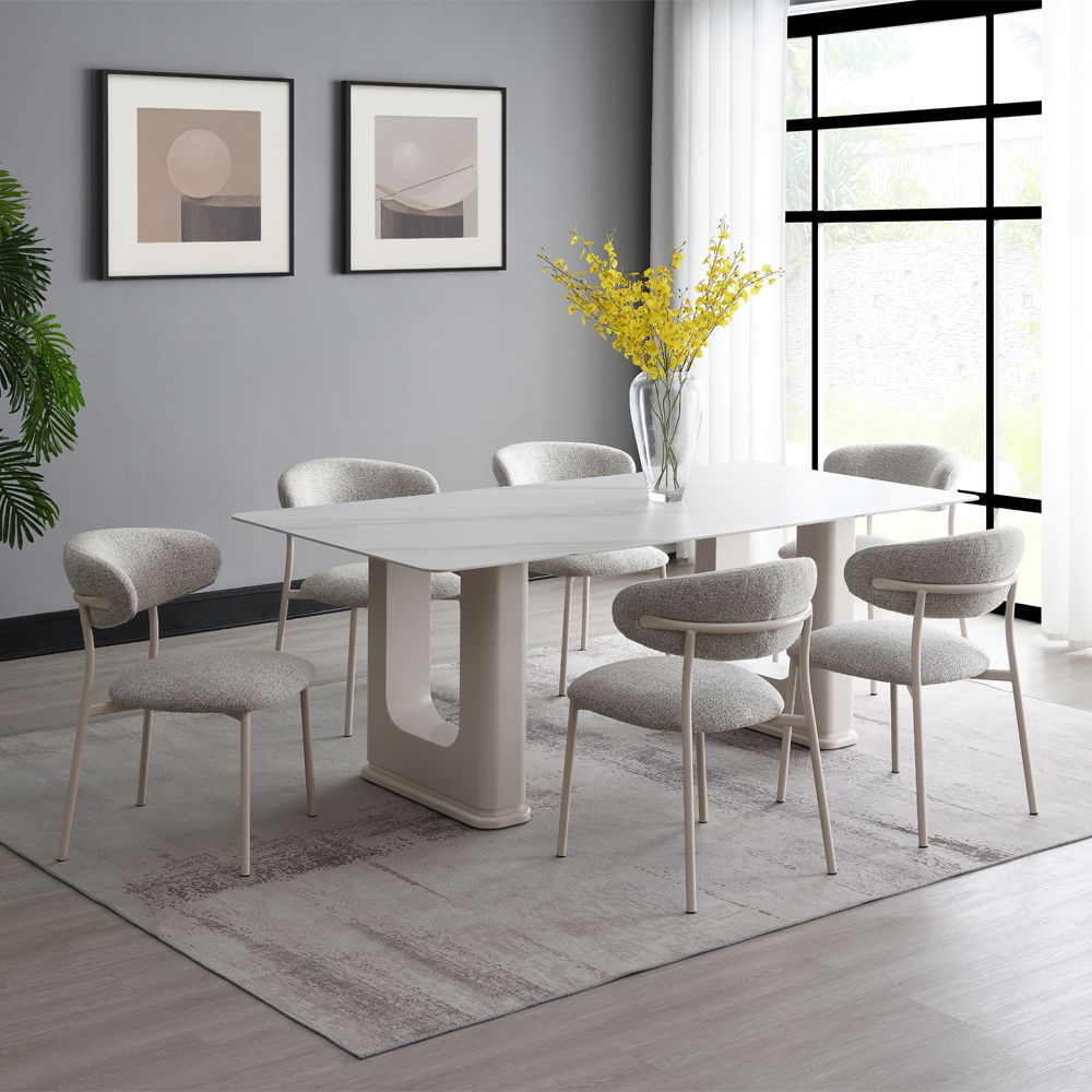 Kalam - Side Chair (Set of 2) - Gray Fabric & Beige, light gray