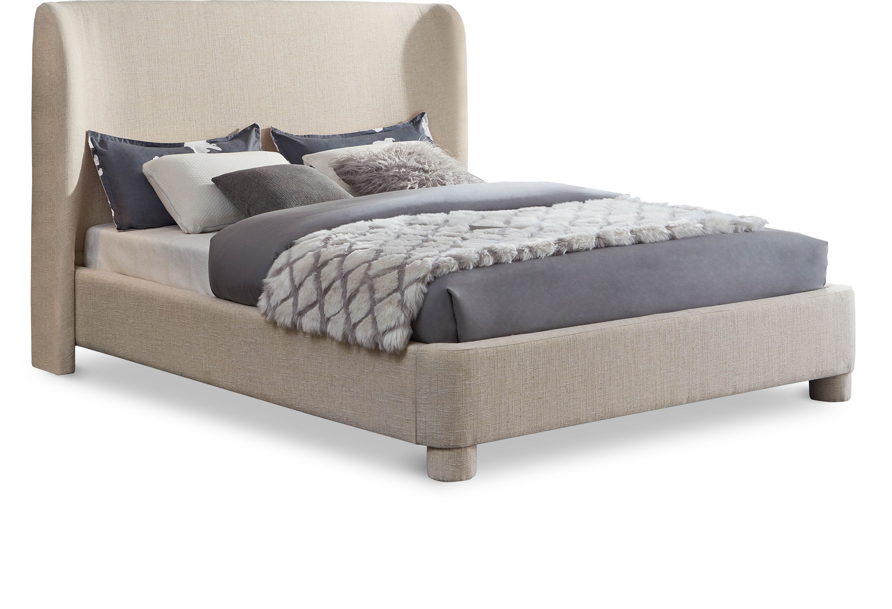 Penny - Polyester Fabric King Bed - Beige