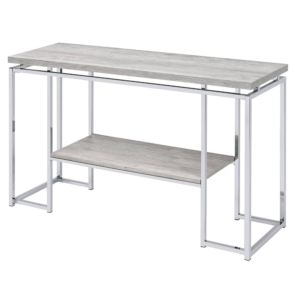 Chafik - Sofa Table - Natural Oak & Chrome, light brown, view 2