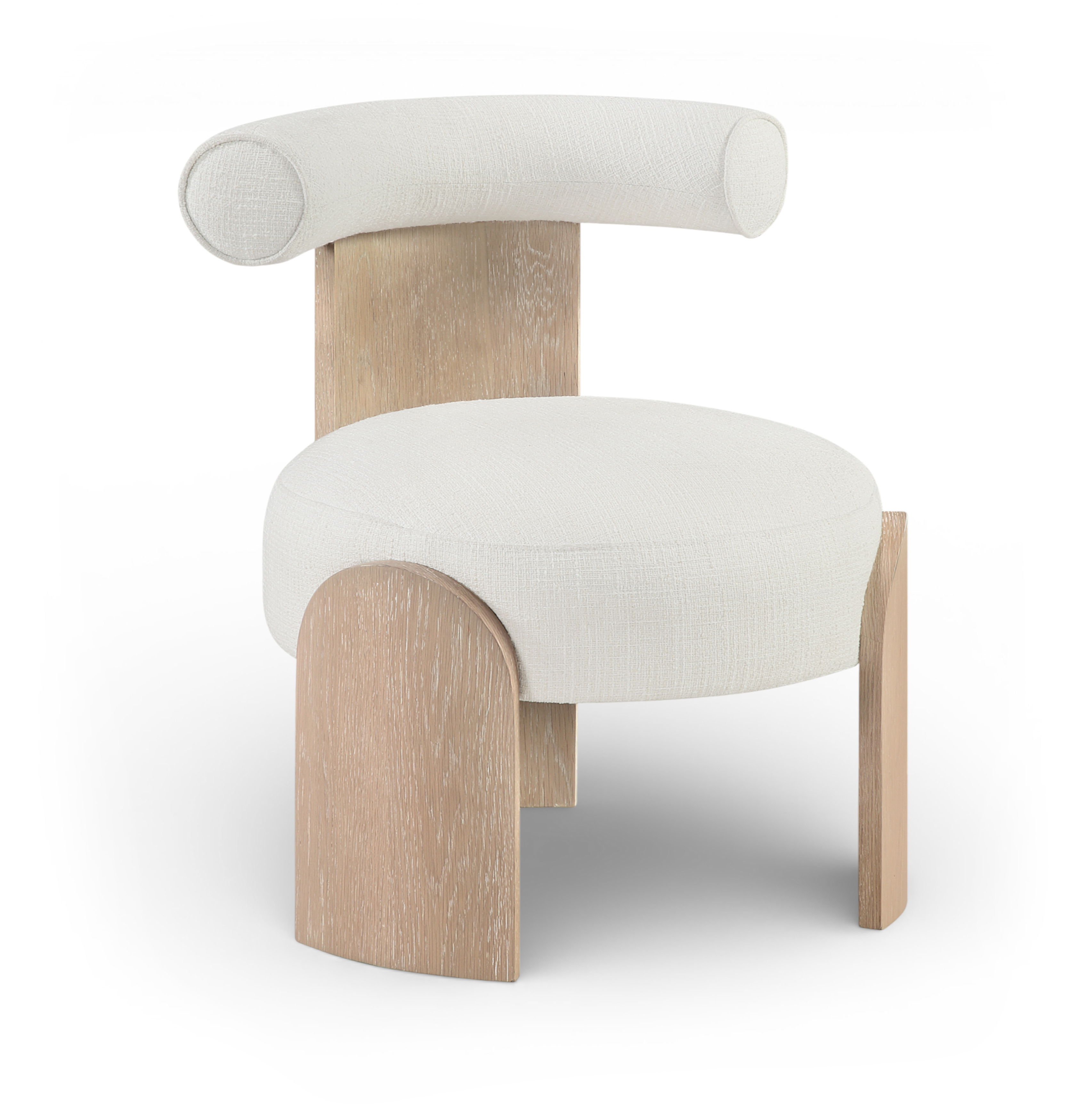 Calder - Linen Textured Fabric Upholstered Accent Chair - Cream / Painted Natural