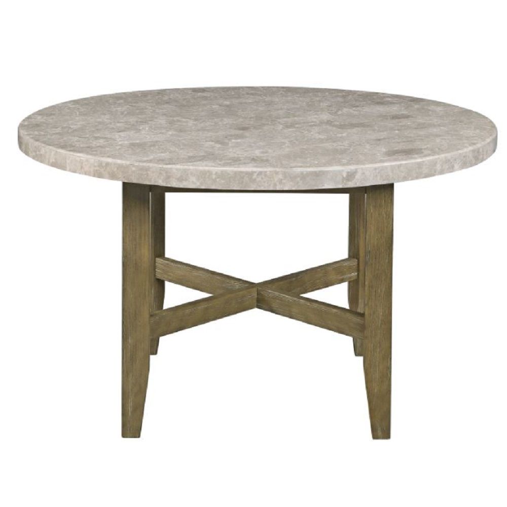 Karsen - Dining Table With Marble Top - Natural Marble Top & Rustic Oak, dark brown, view 6
