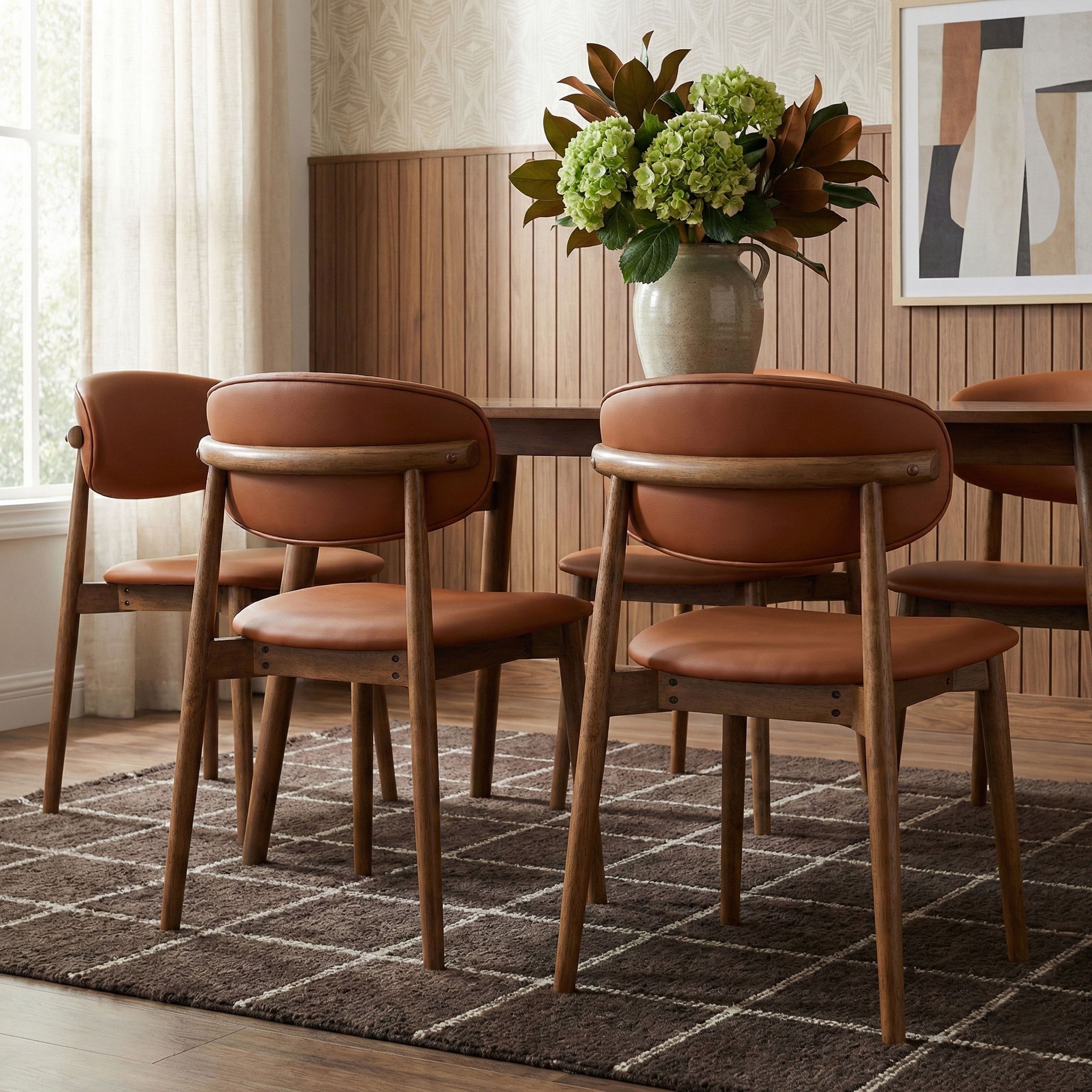 Leesa - Vegan Leather Upholstered Dining Chair (Set of 2) - Tan