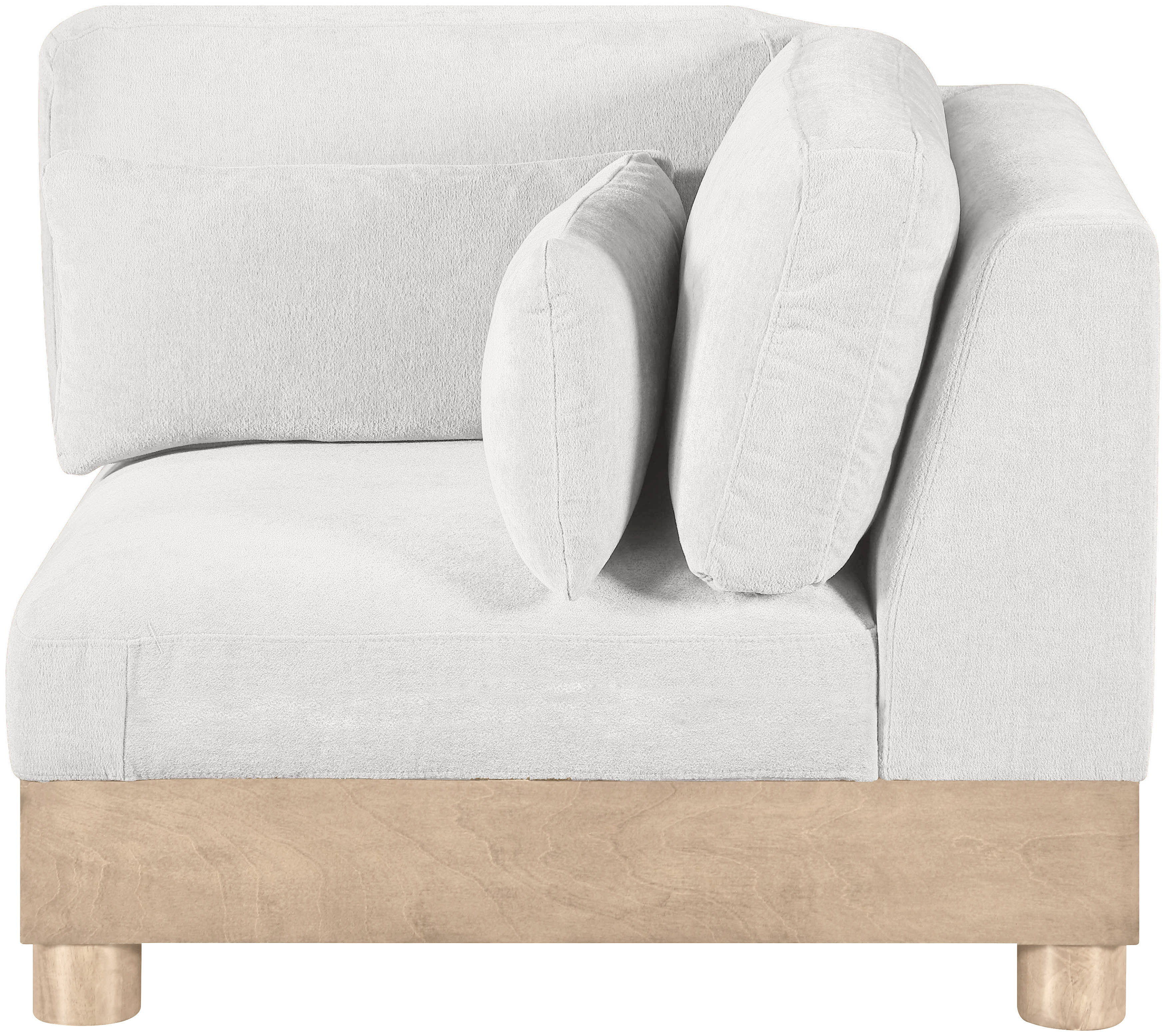 Turin - Chenille Fabric Upholstered Modular Corner Chair - Cream / Natural Oak
