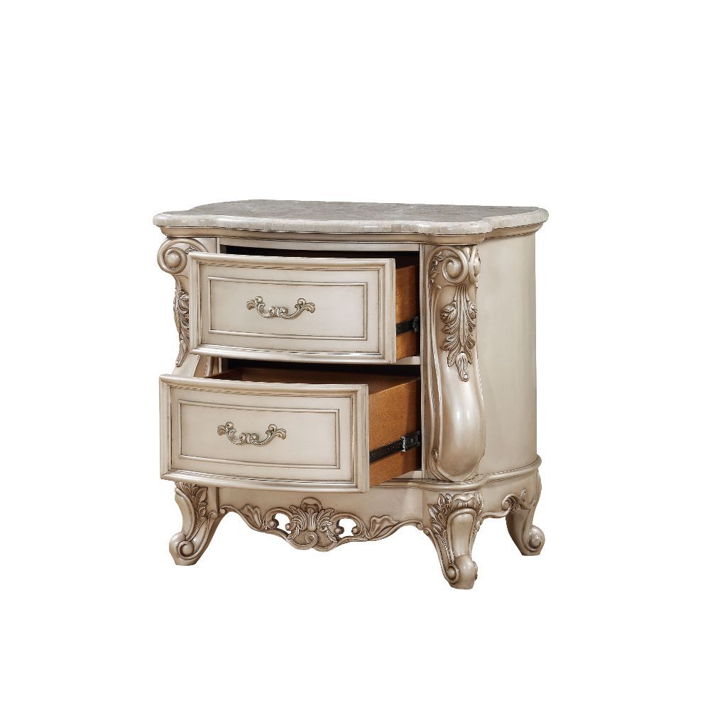 Gorsedd - Nightstand With Marble Top - Marble Top & Golden Ivory, beige, view 4