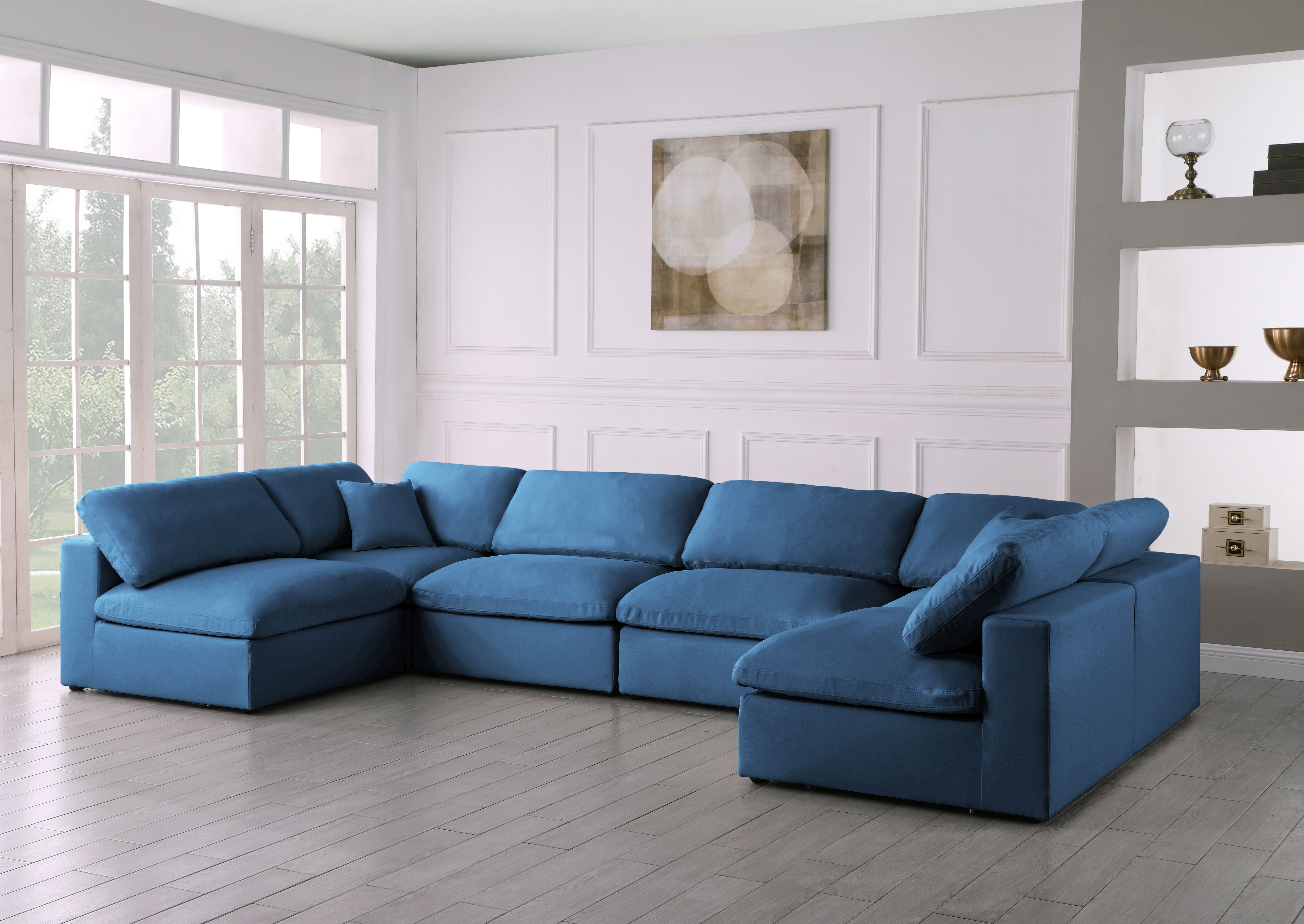 Plush - 6 Piece Modular U-Shaped Sectional - Navy