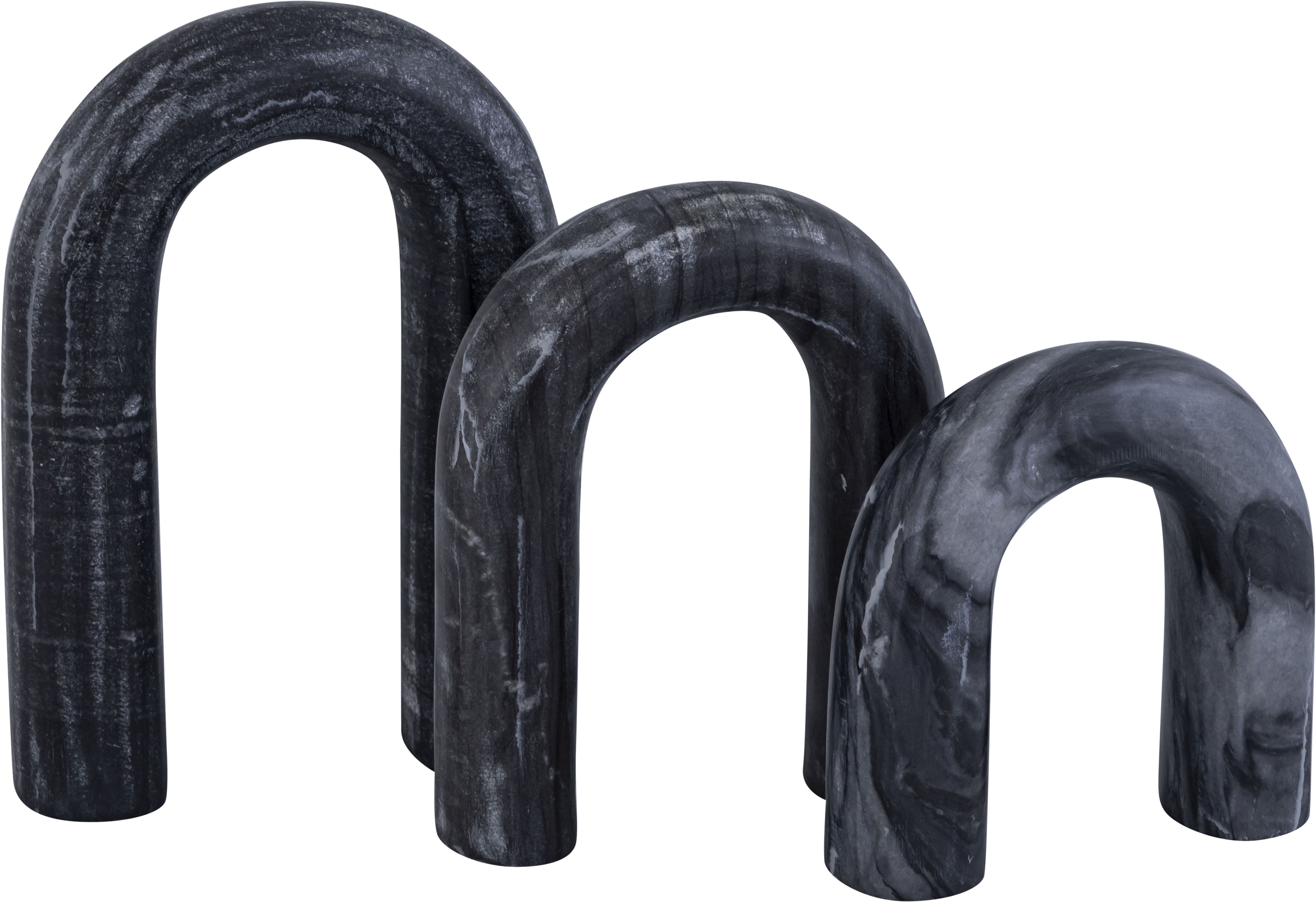 Arco - 3 Piece Marble Decorative Object - Black