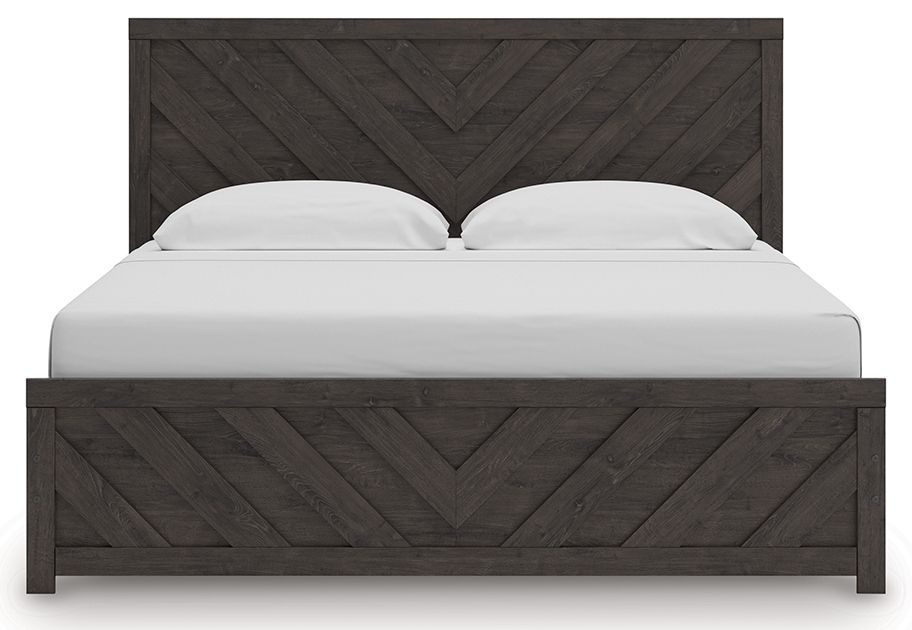 Ashley Furniture Prendonea - 5 Pc. - Dresser, Mirror, Chest, King Panel Bed - Charcoal - Image 11