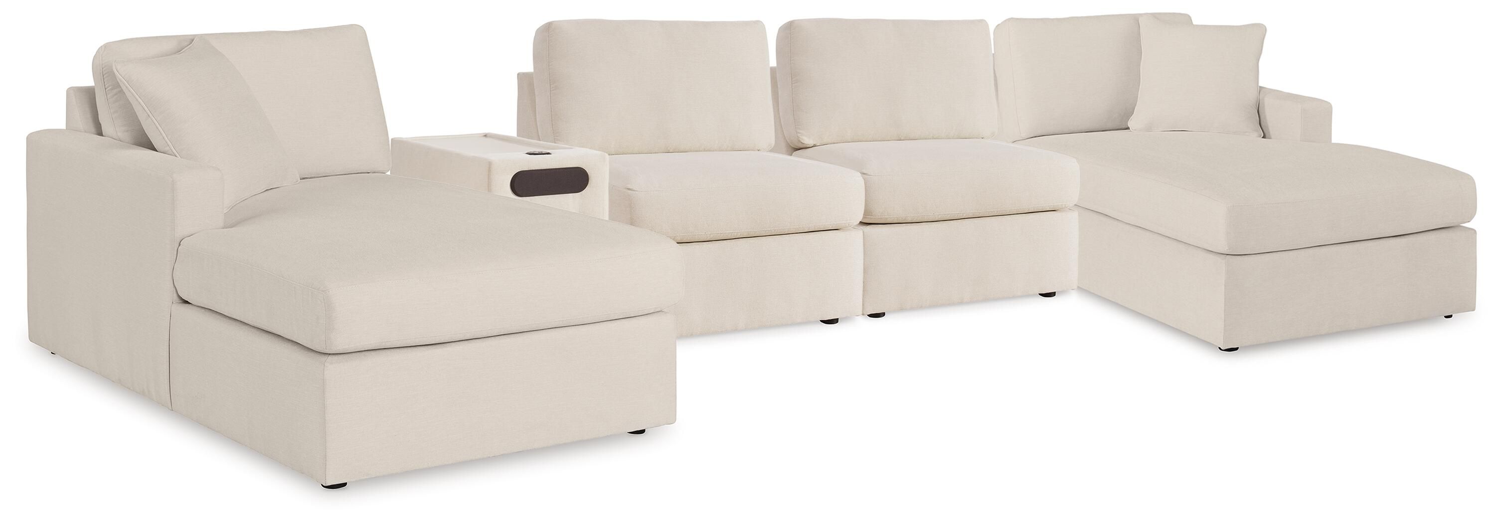 Modmax – 5 Piece Double Chaise Sectional With Audio Console – Oyster