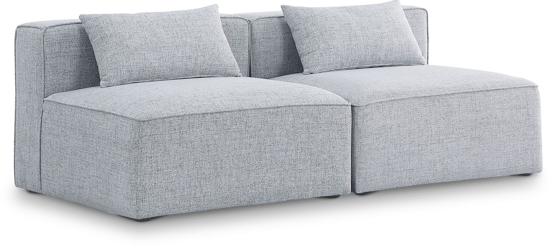 Cube - Linen Modular 2 Seat Armless Sofa - Gray