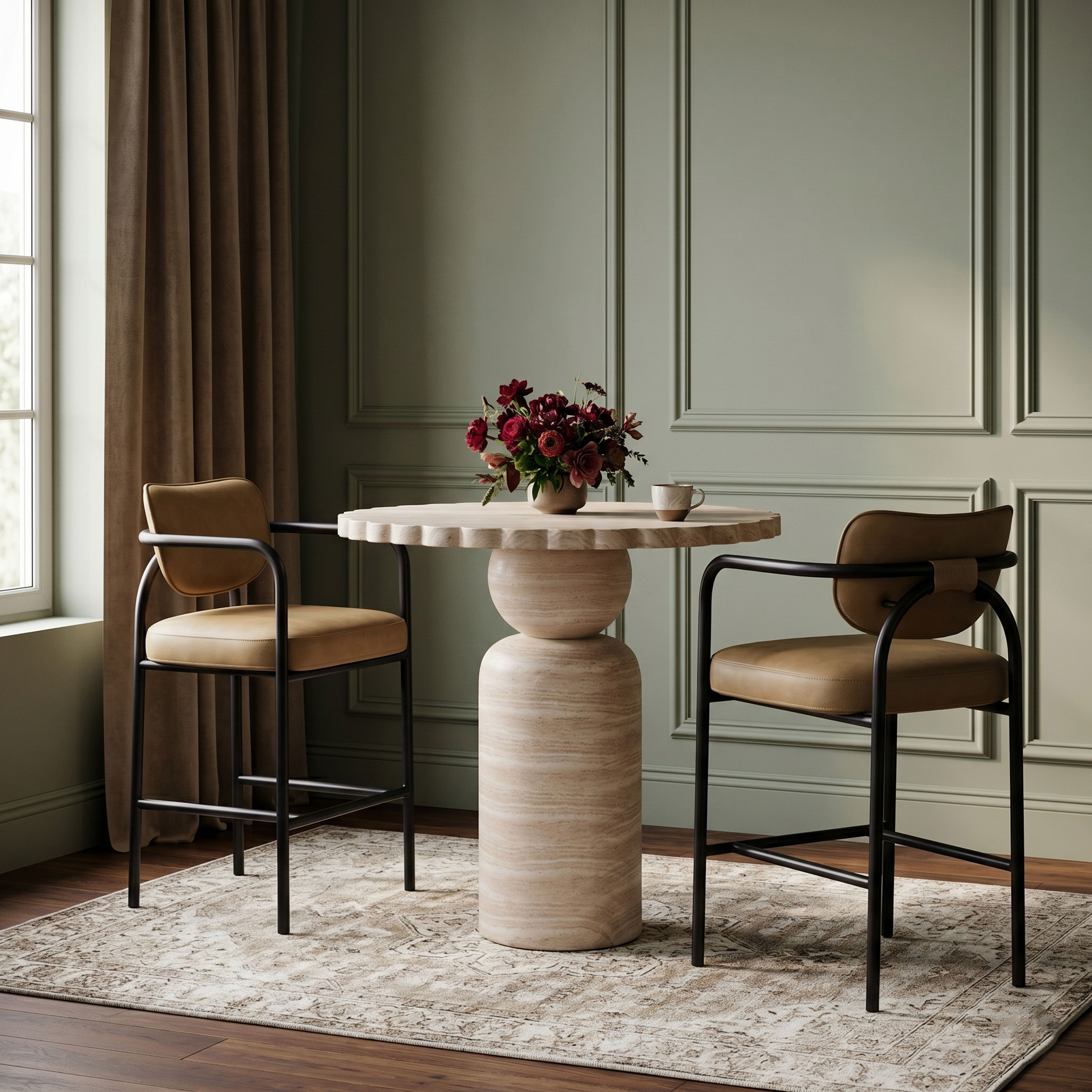 Serava - Vegan Leather Upholstered Bar Stool - Tan
