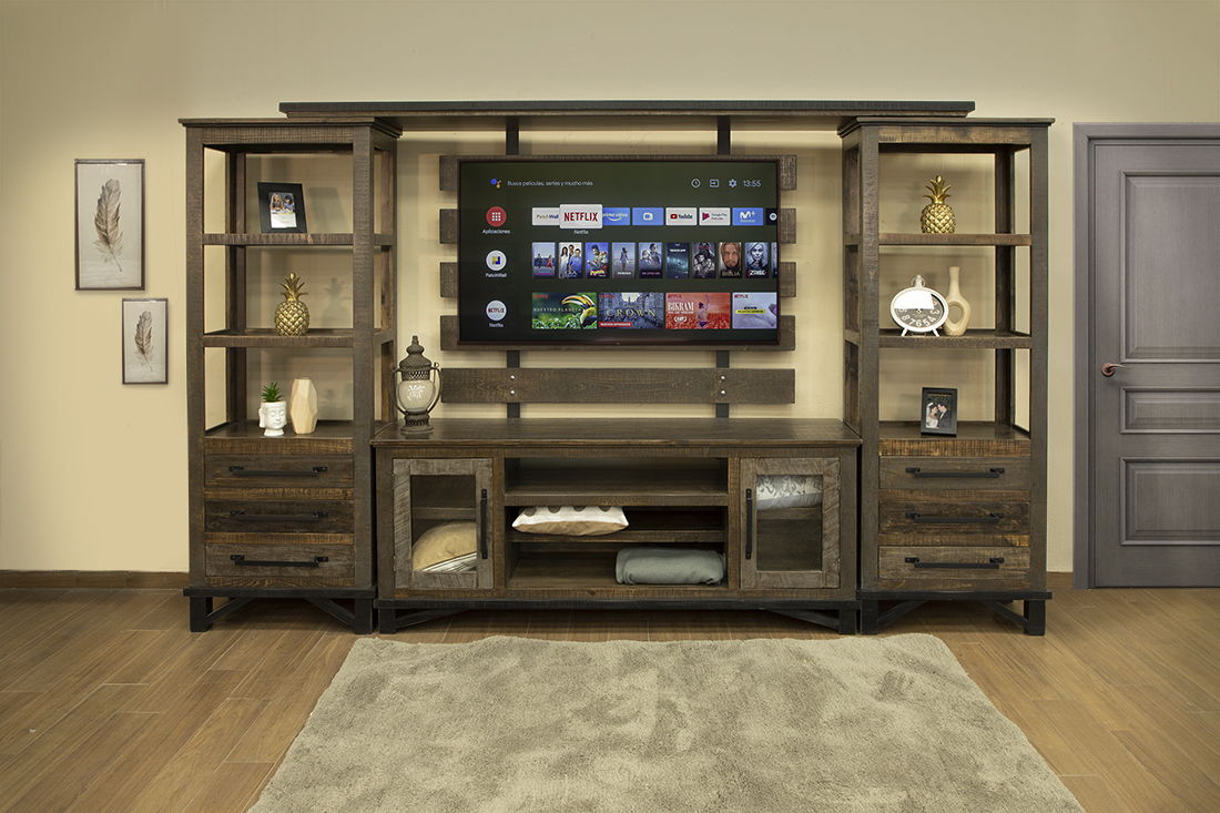 International Furniture Direct Loft Brown - Wall Unit - Dark Brown
