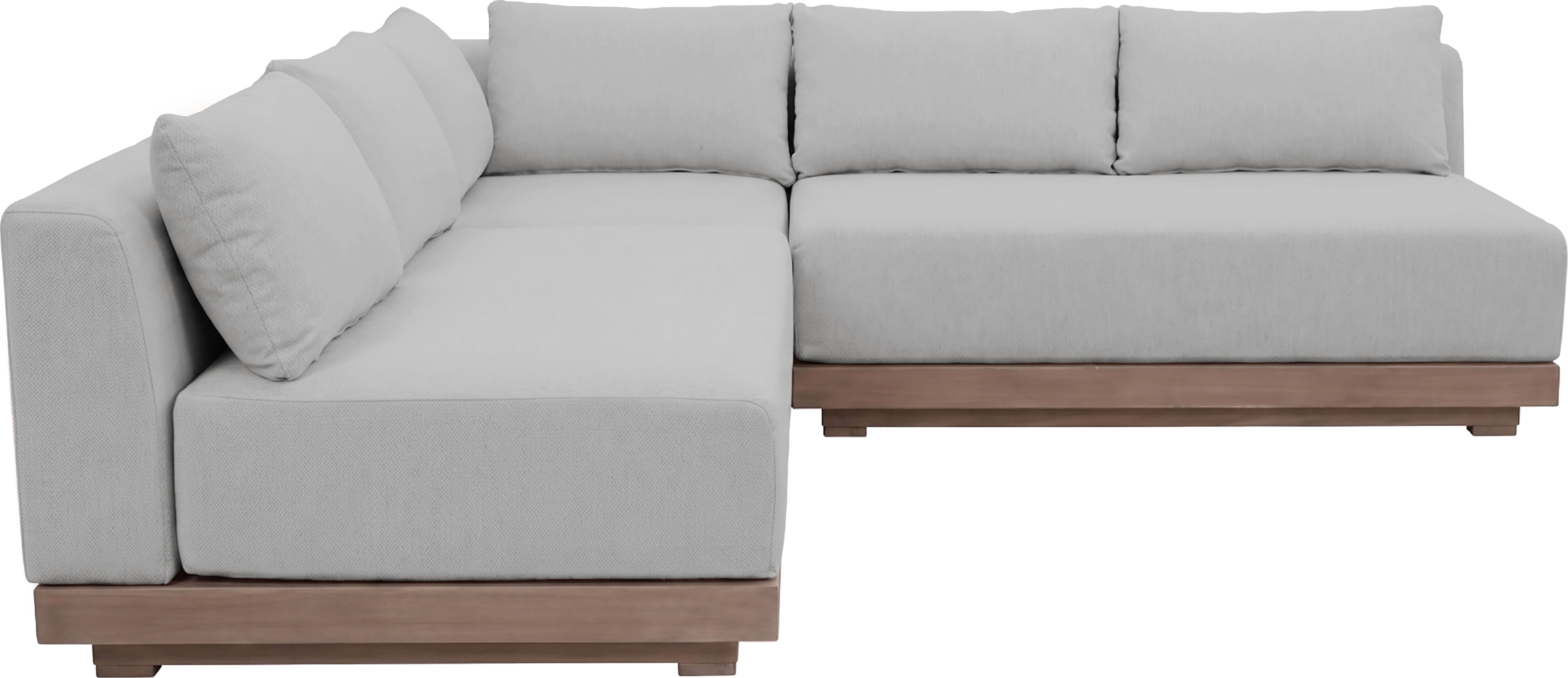 Solace - Olefin Performance Fabric 3 Piece Outdoor Patio Modular Sectional (2 Loveseats & Corner Chair) - Gray