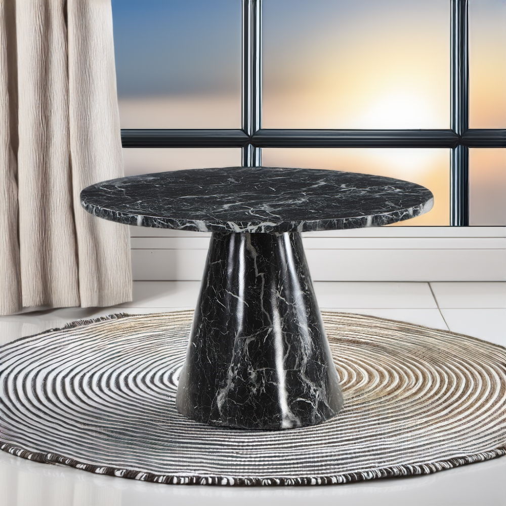 Hollis - Dining Table With Engineered Stone Top - Engineered Stone, black, view 3