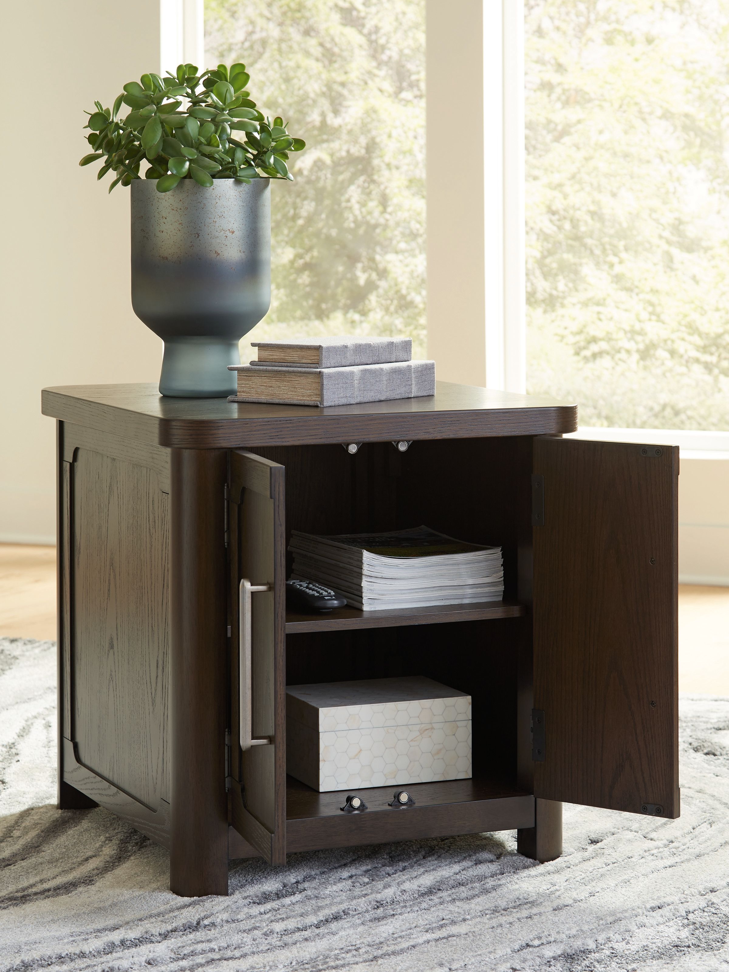 Ashley Furniture Breckington - Rectangular 2-door End Table - Dark Brown - Image 6