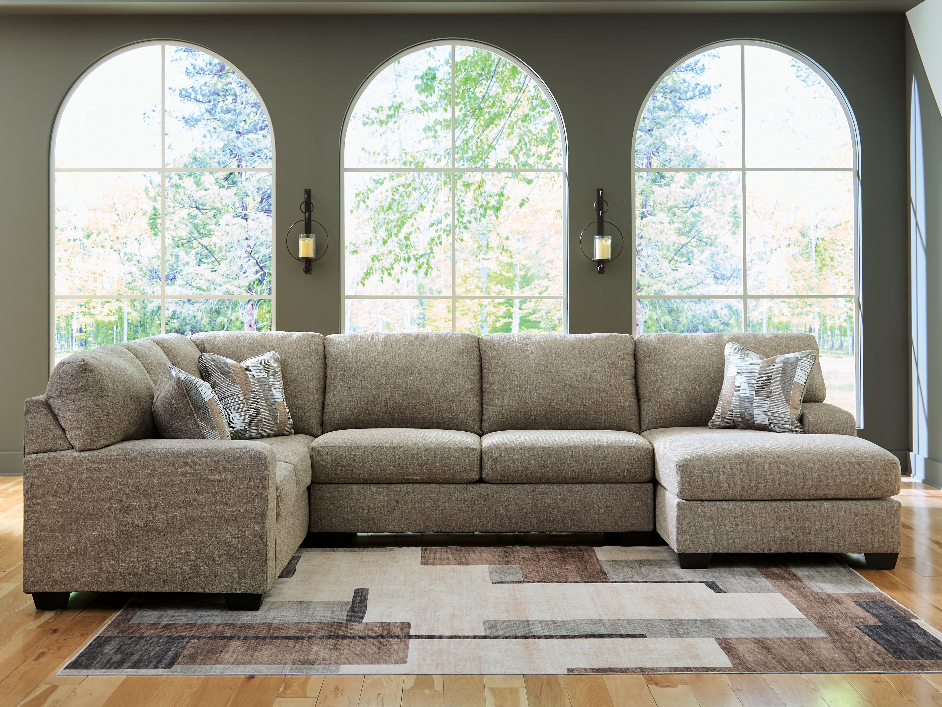 Ashley Furniture Newellen - 3-Piece Sleeper Sectional With RAF Corner Chaise And LAF Sofa - Beige - Image 3