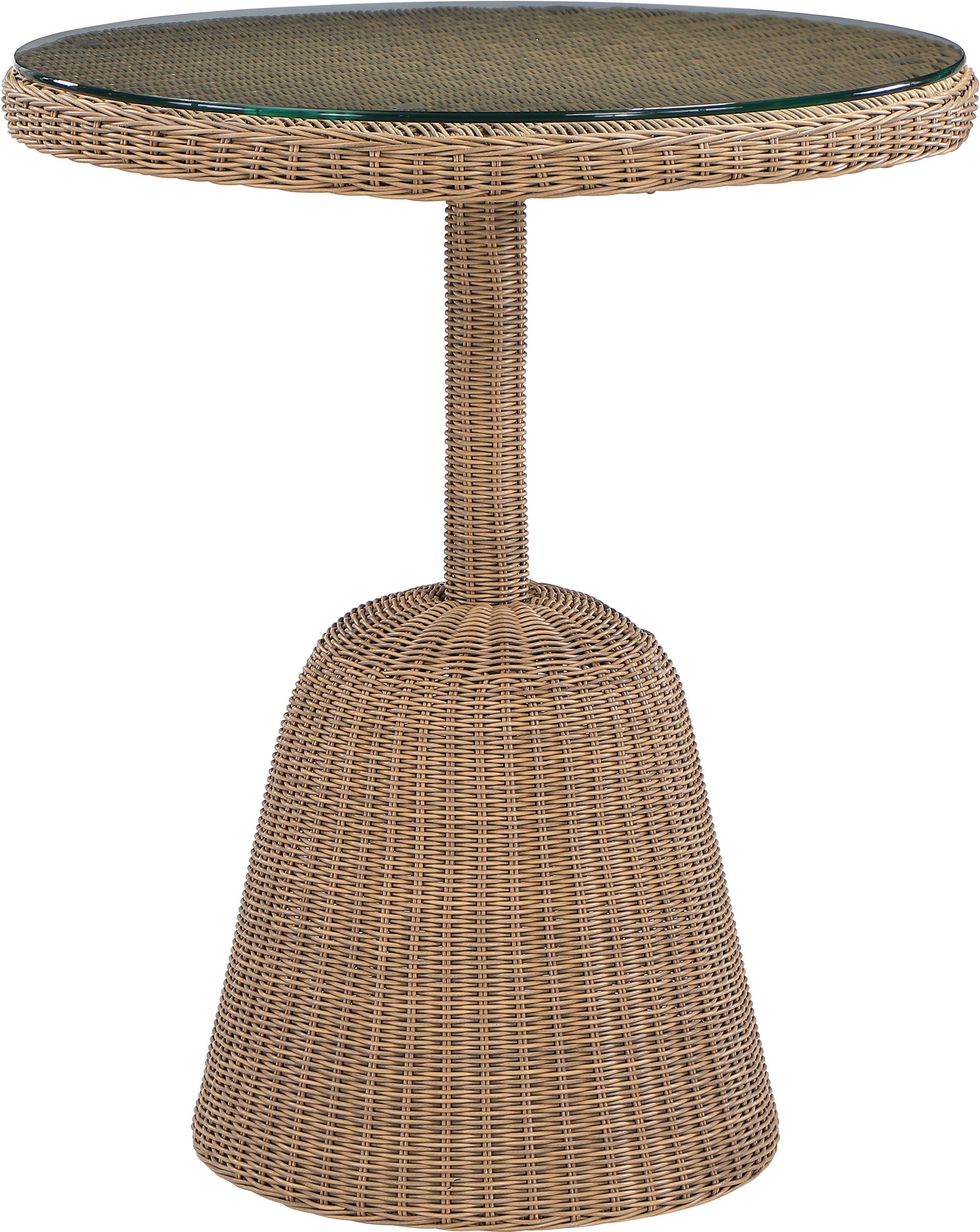 Seacrest - 36" Tempered Glass Top And Wicker Outdoor Patio Counter Height Table - Natural