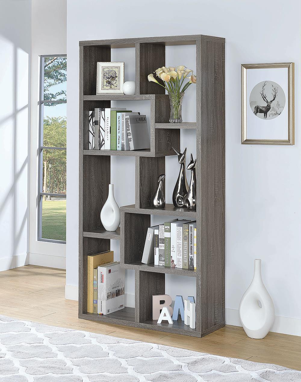10-shelf Bookcase Weathered Grey