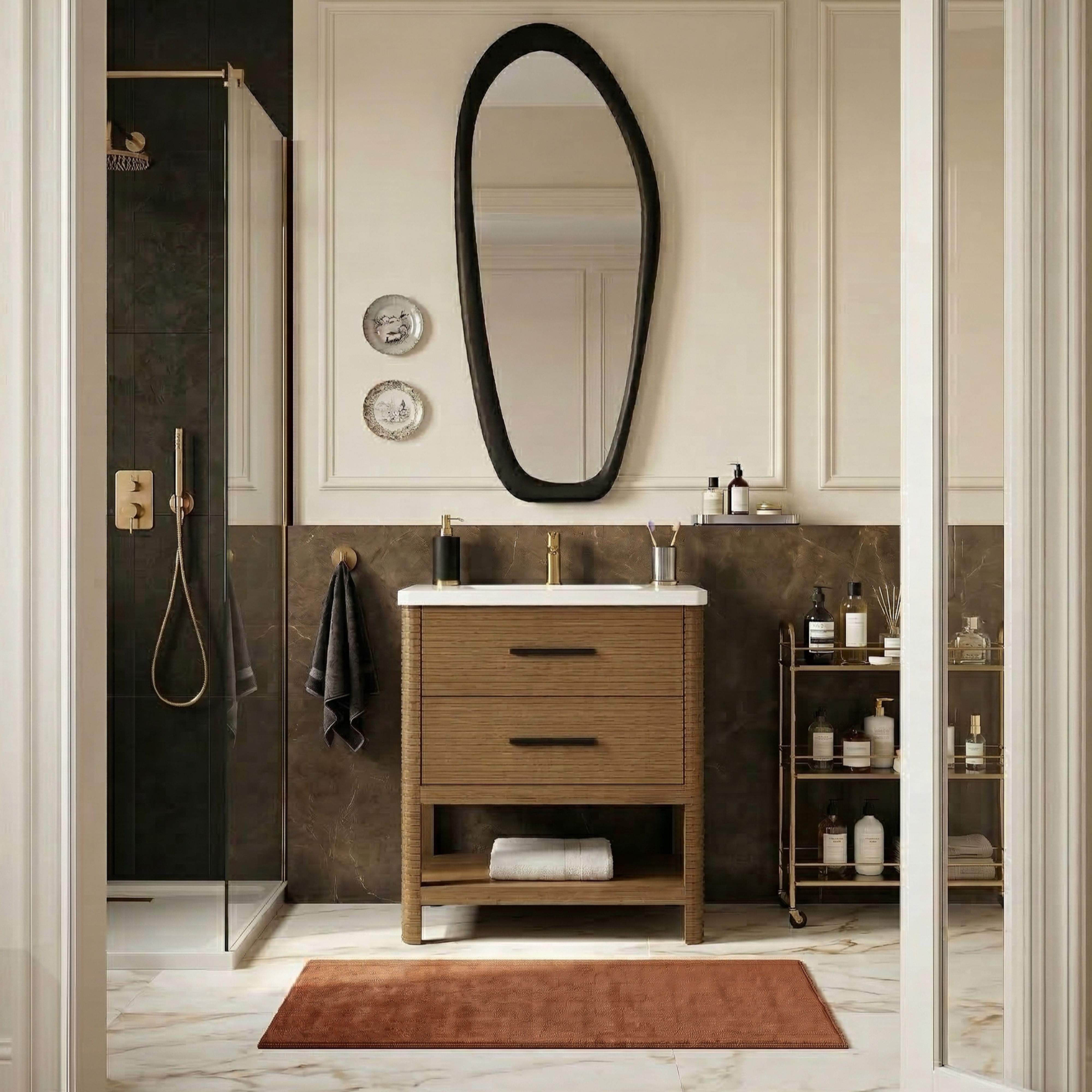 Oakwell - 30'' Bathroom Vanity - Brown / White