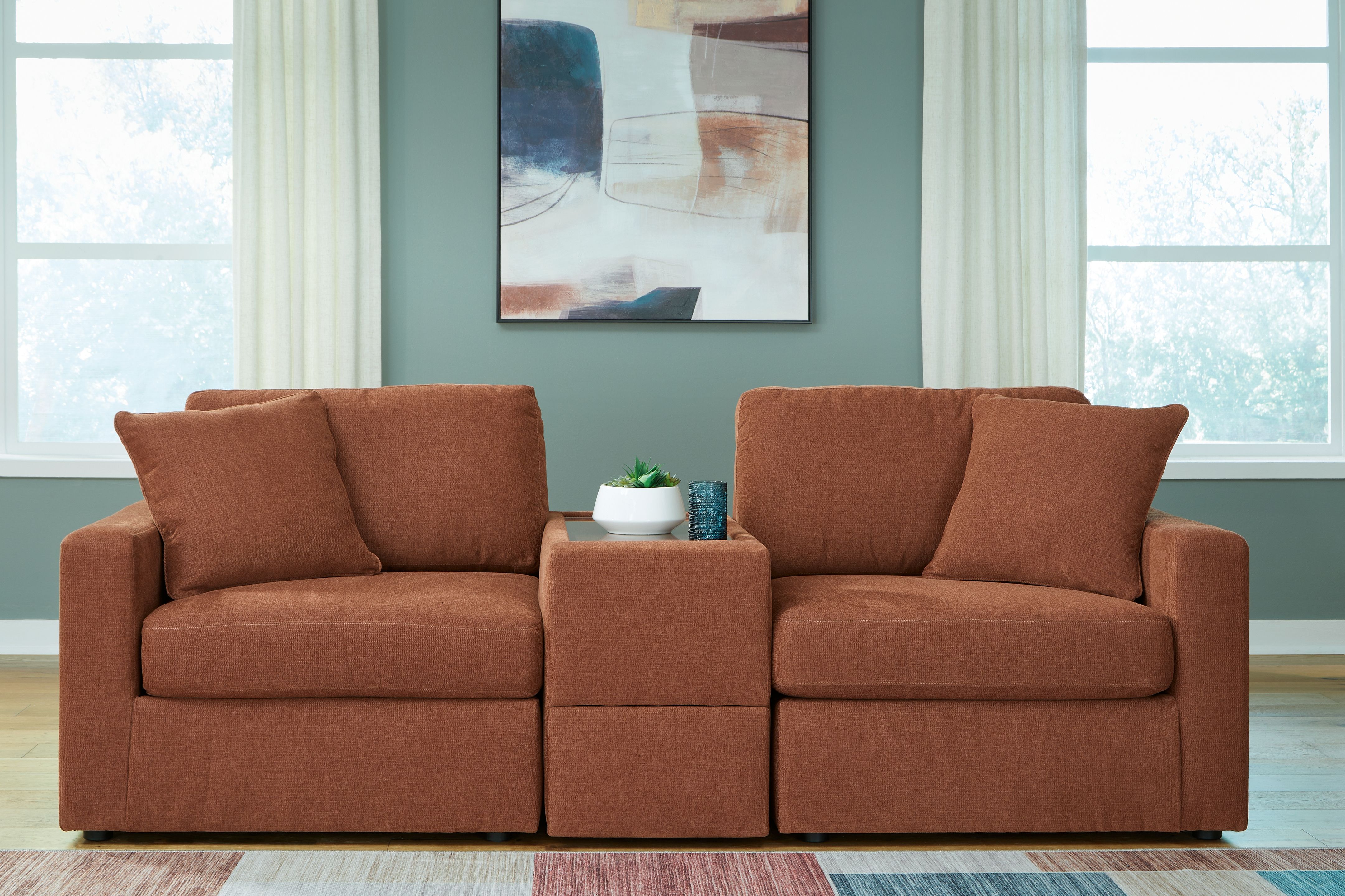 Modmax - 3-Piece Sectional With Storage Console - Spice