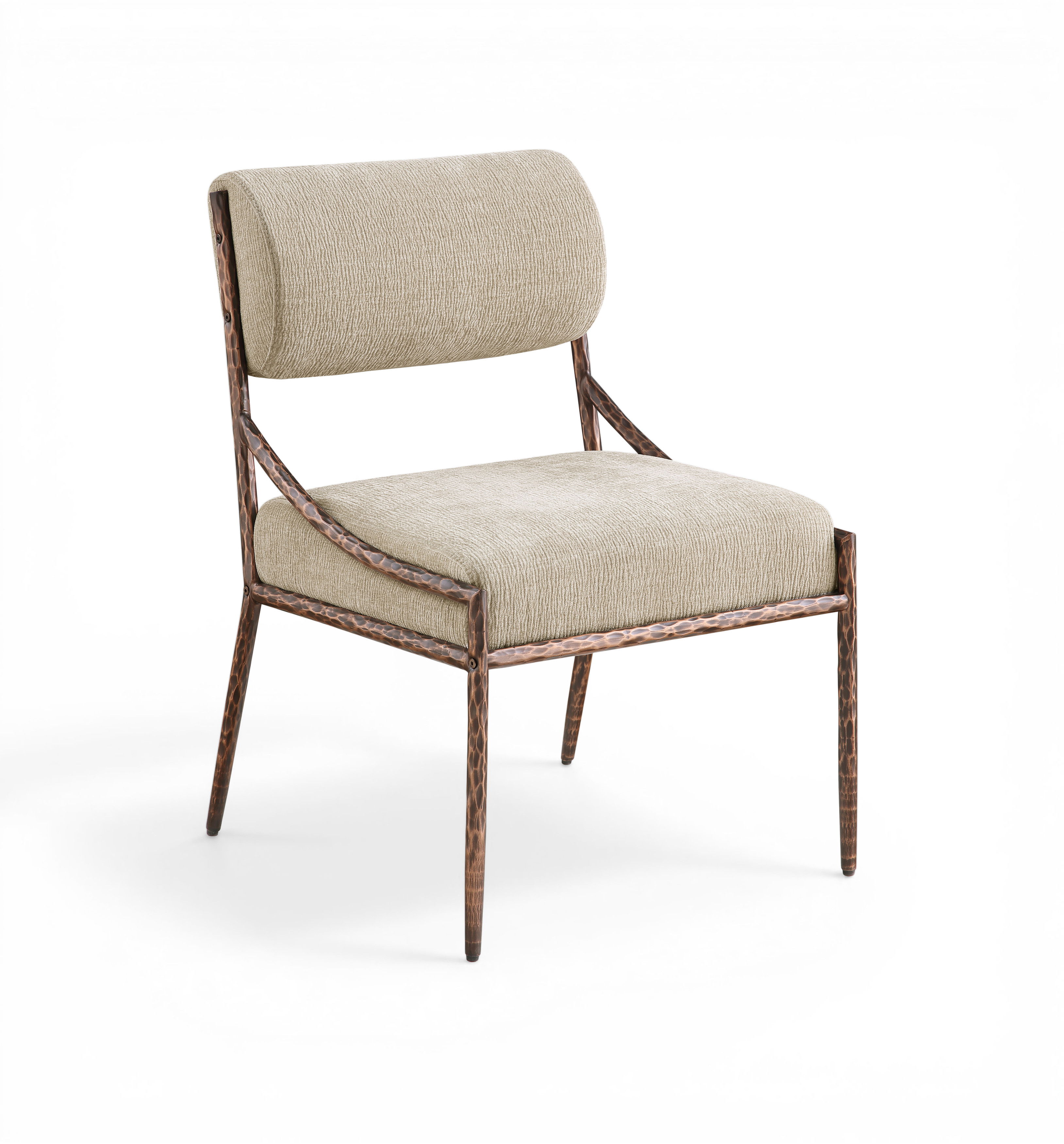 Bastille - Upholstered Dining Side Chair (Set of 2) - Beige / Bronze