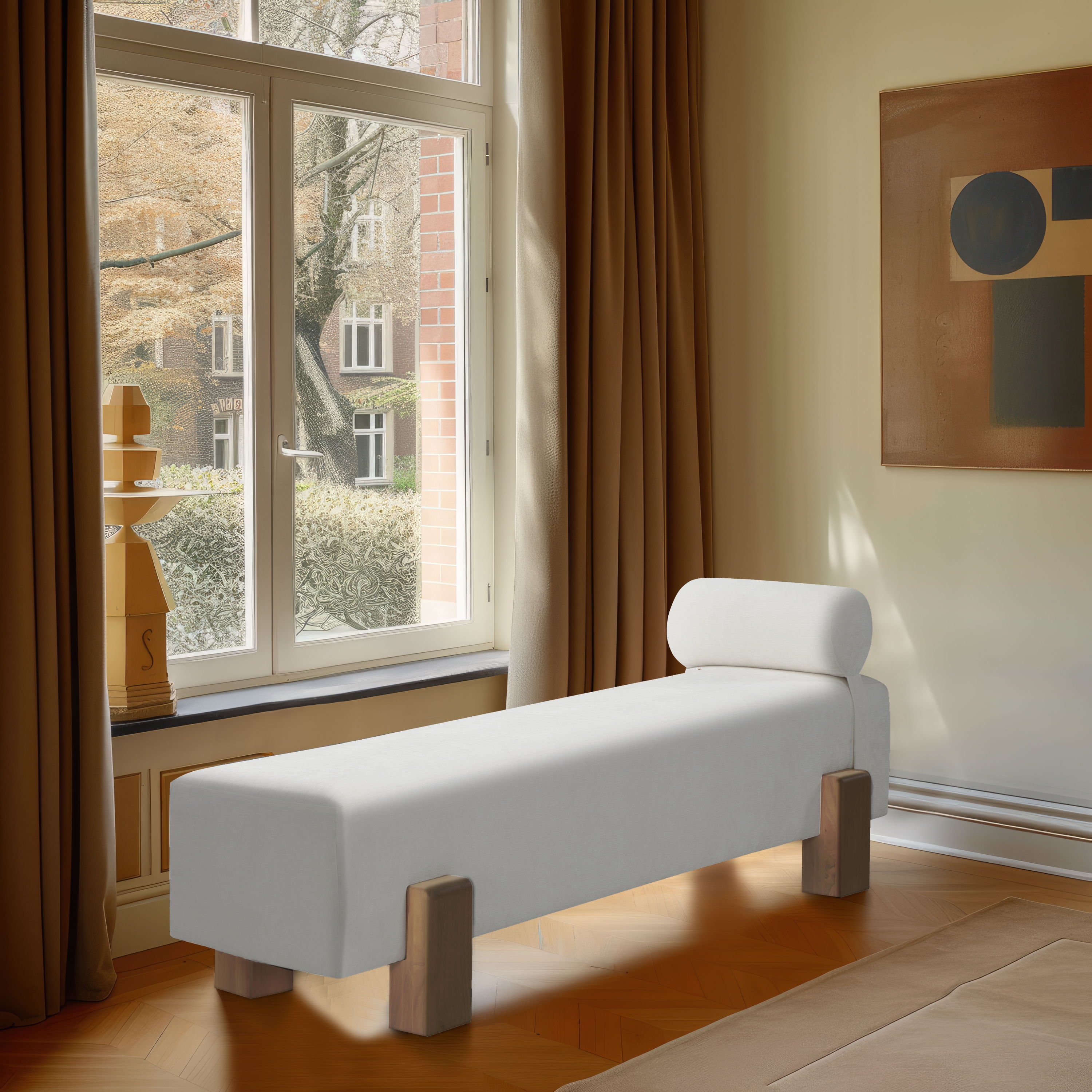 Edison - Fabric Bench - Cream
