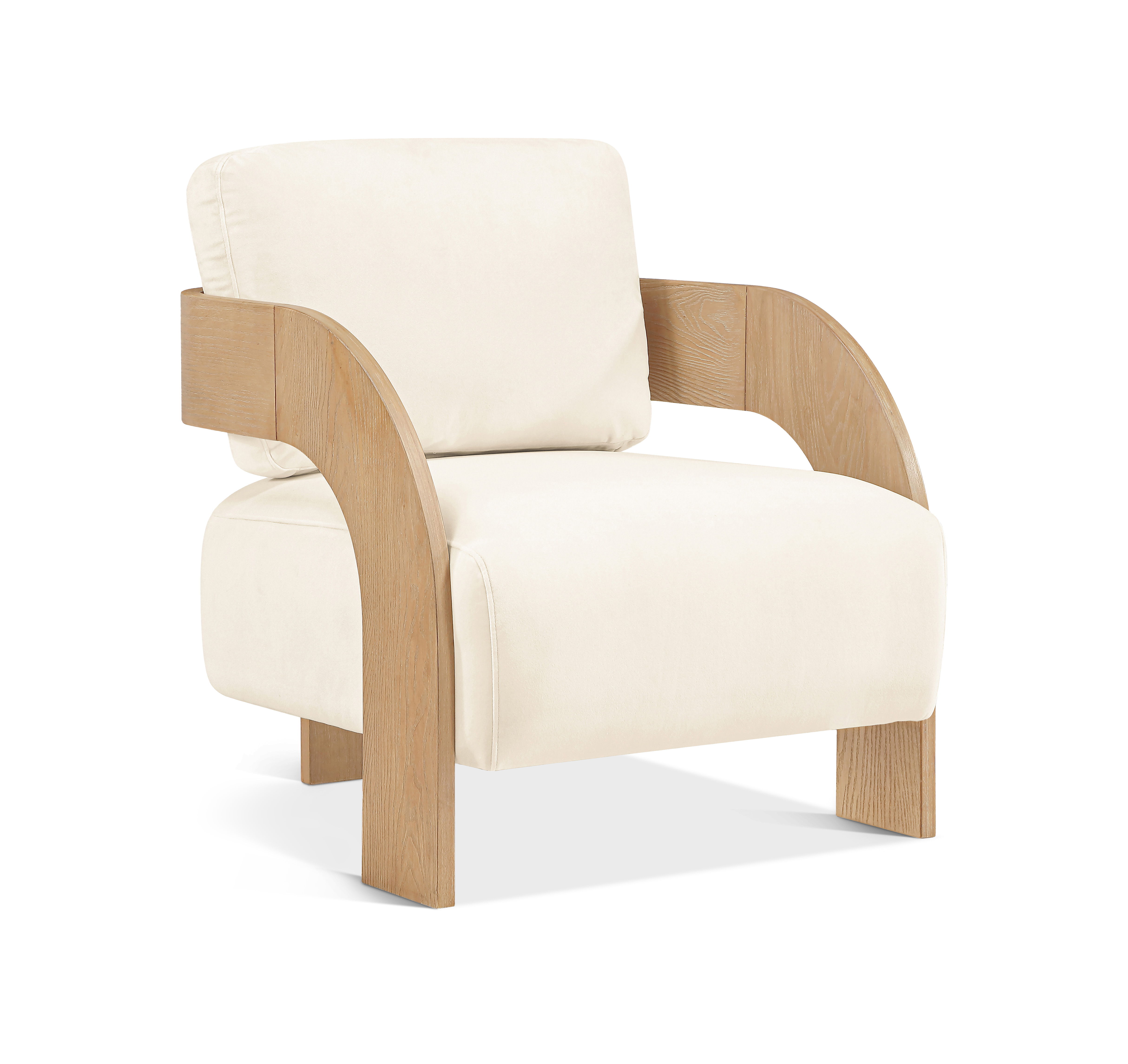 Cedra - Velvet Performance Fabric Upholstered Accent Chair - Cream / Natural