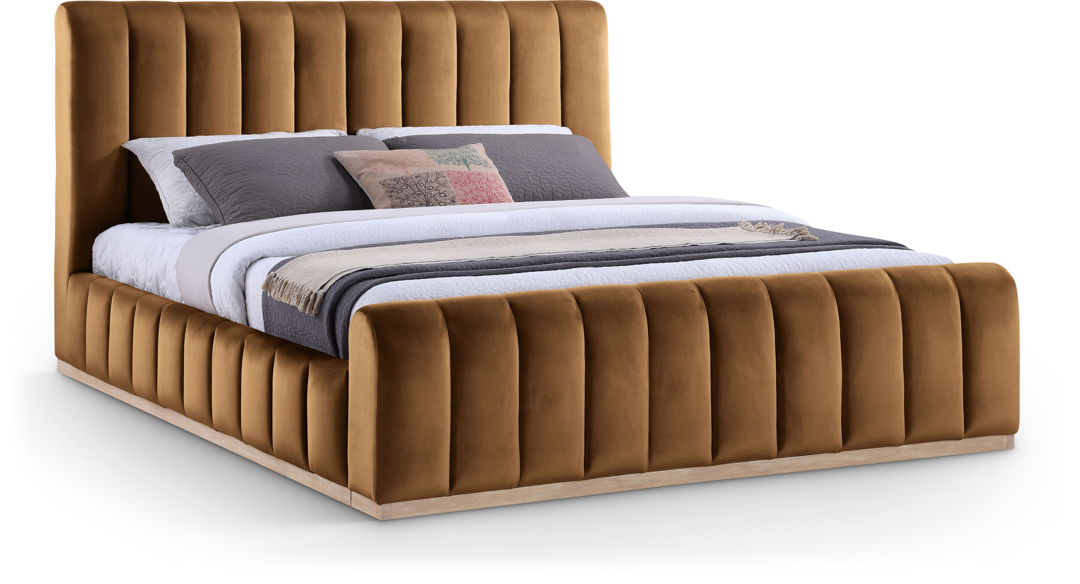 Amara - Velvet King Bed - Saddle
