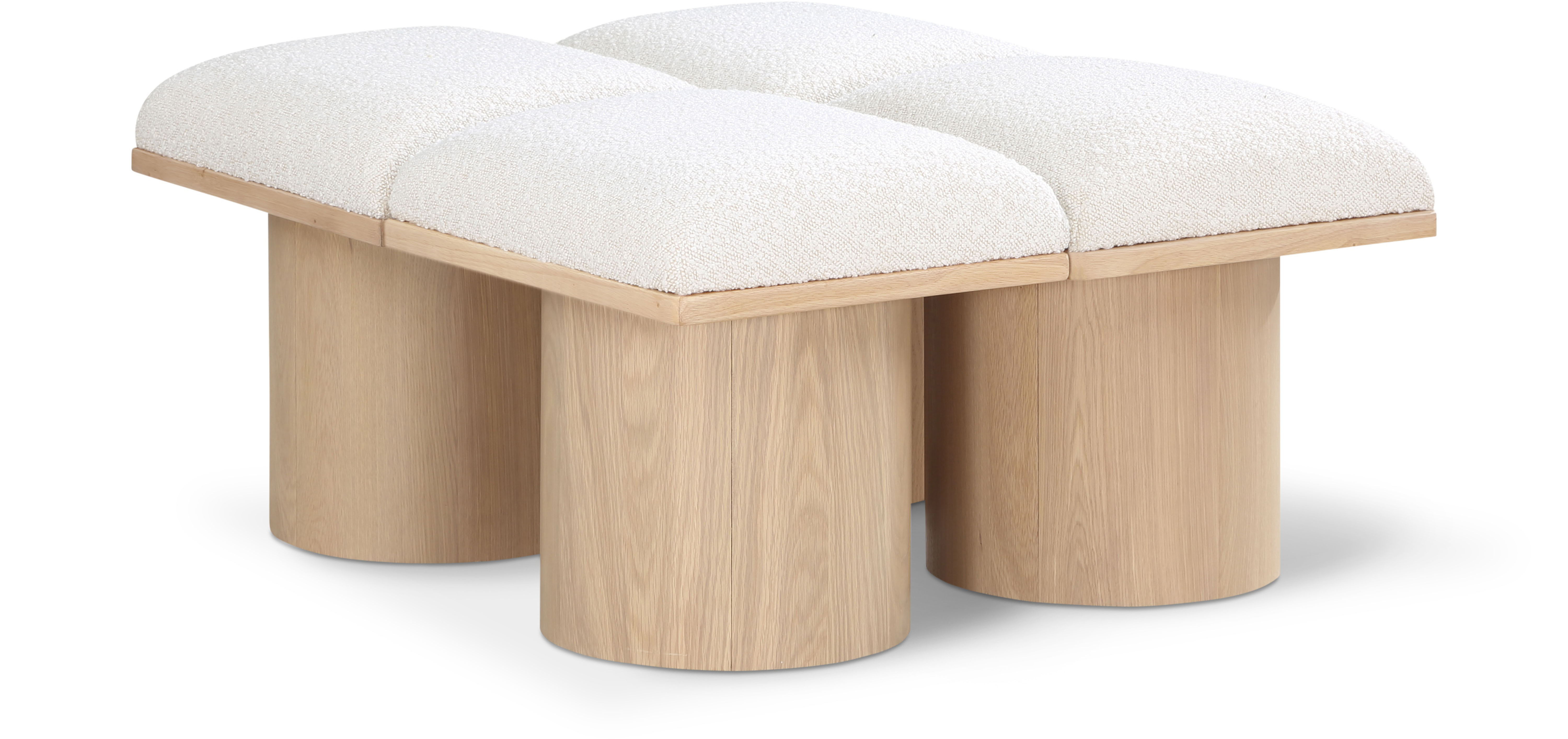 Pavilion - 31" 4 Piece Modular Bench With Natural Base - Cream