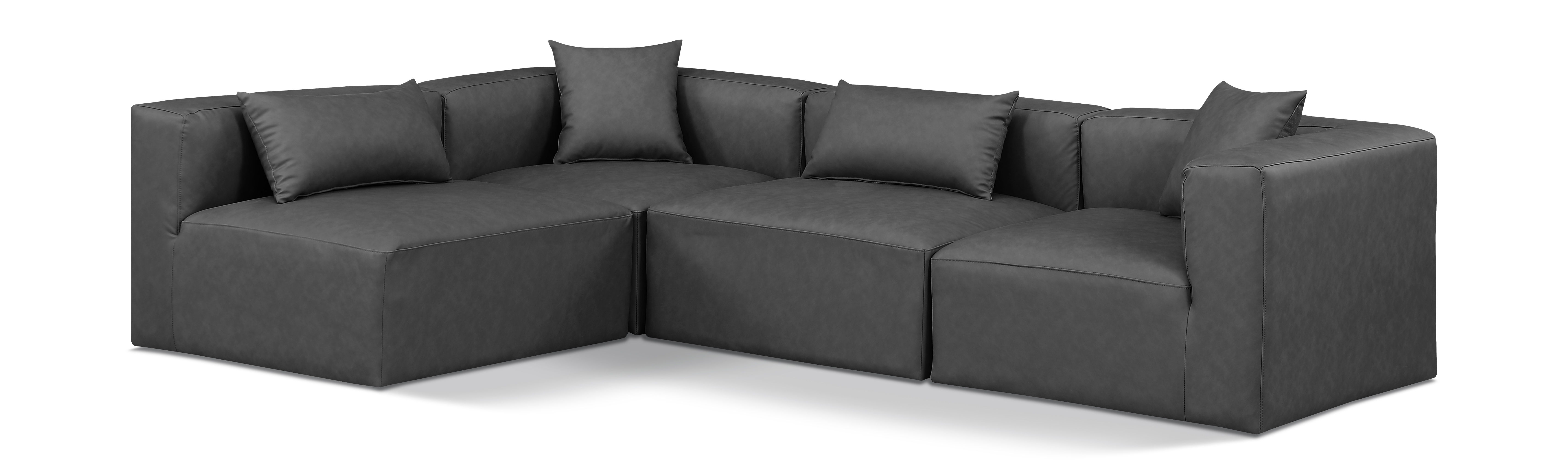 Cube - 4 Piece Modular Corner Sectional - Charcoal Gray