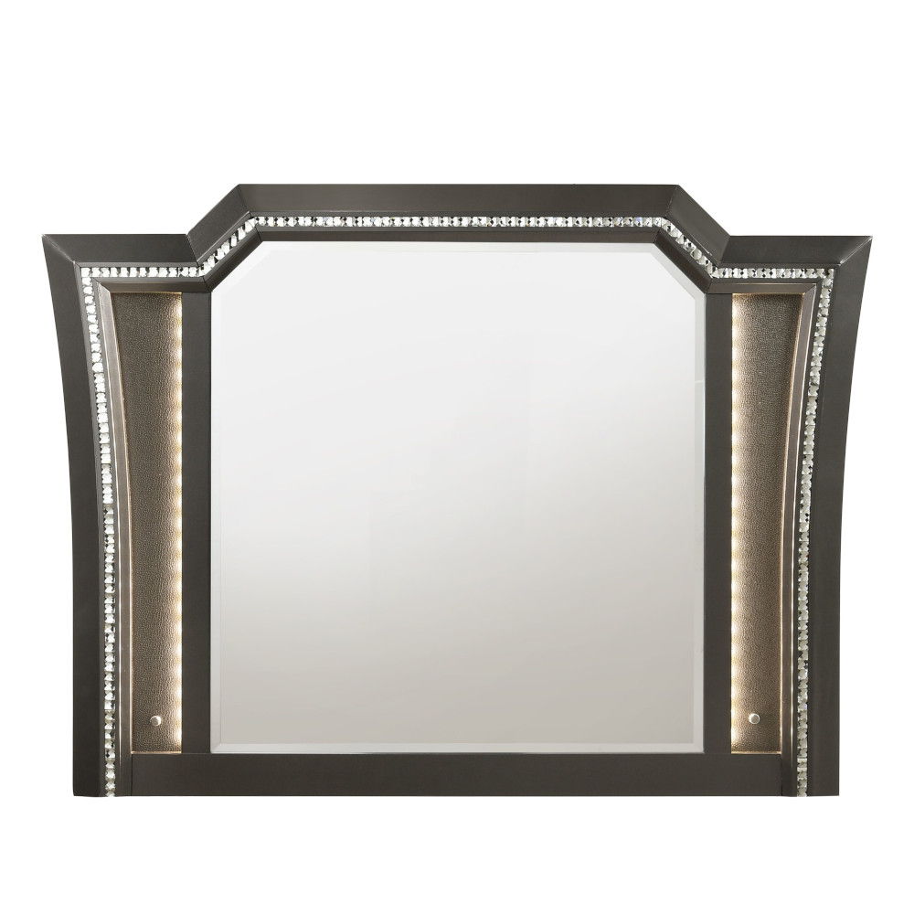 Kaitlyn - Mirror With LED - Metallic Gray, dark gray, view 2