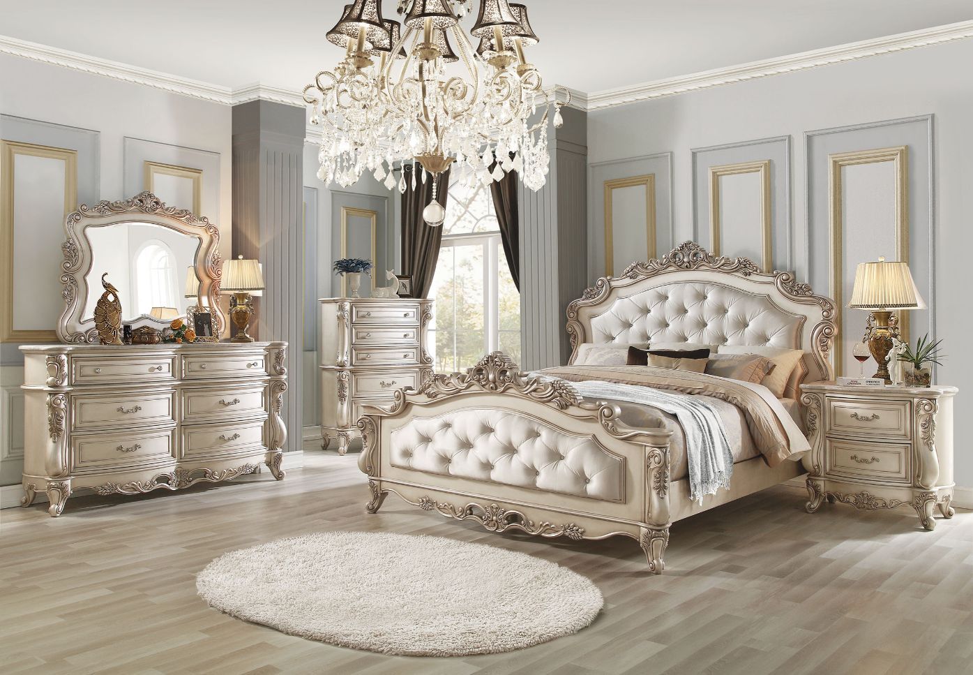 Gorsedd - Queen Bed - Fabric & Golden Ivory, beige
