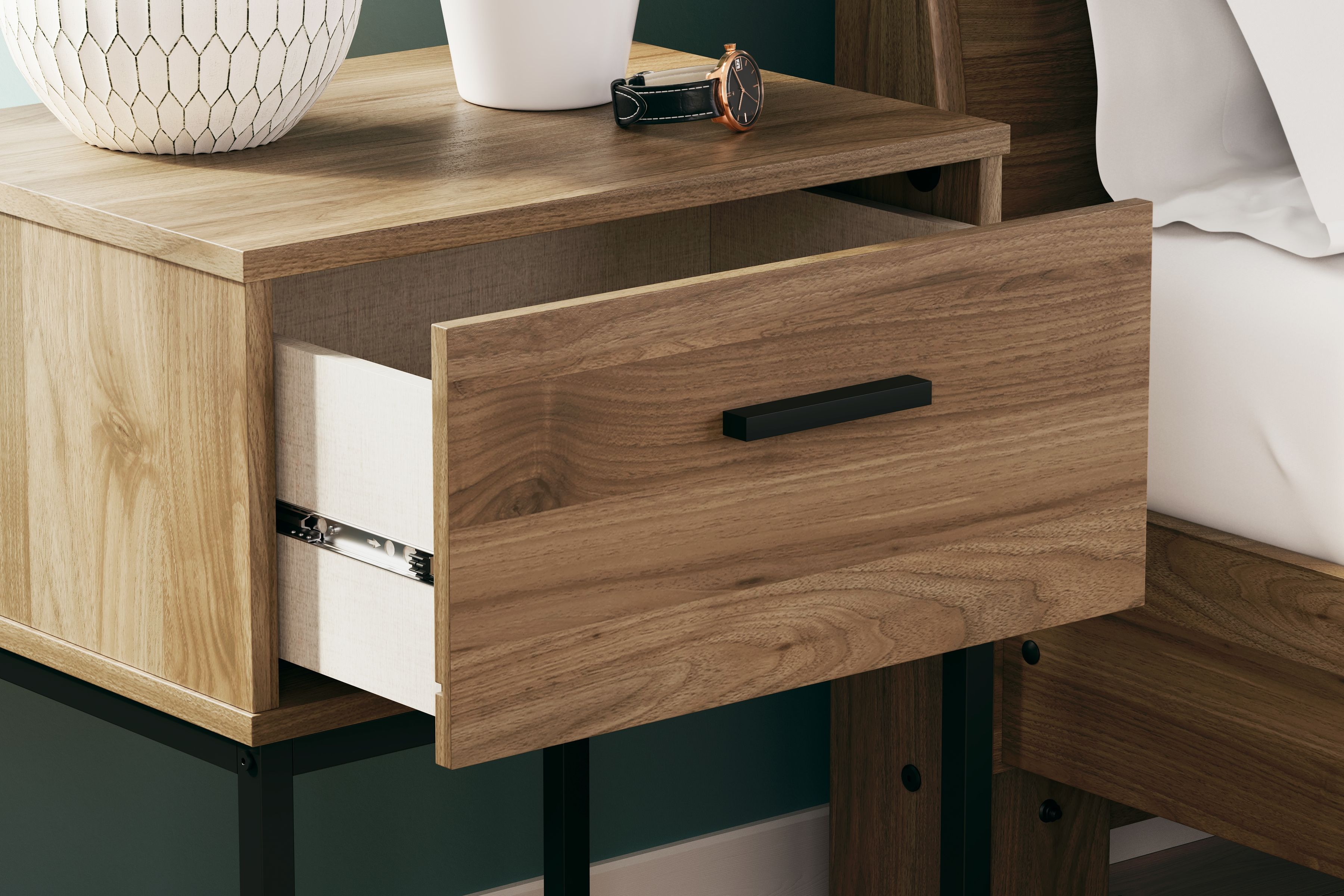 Deanlow - One Drawer Night Stand - Honey, light brown