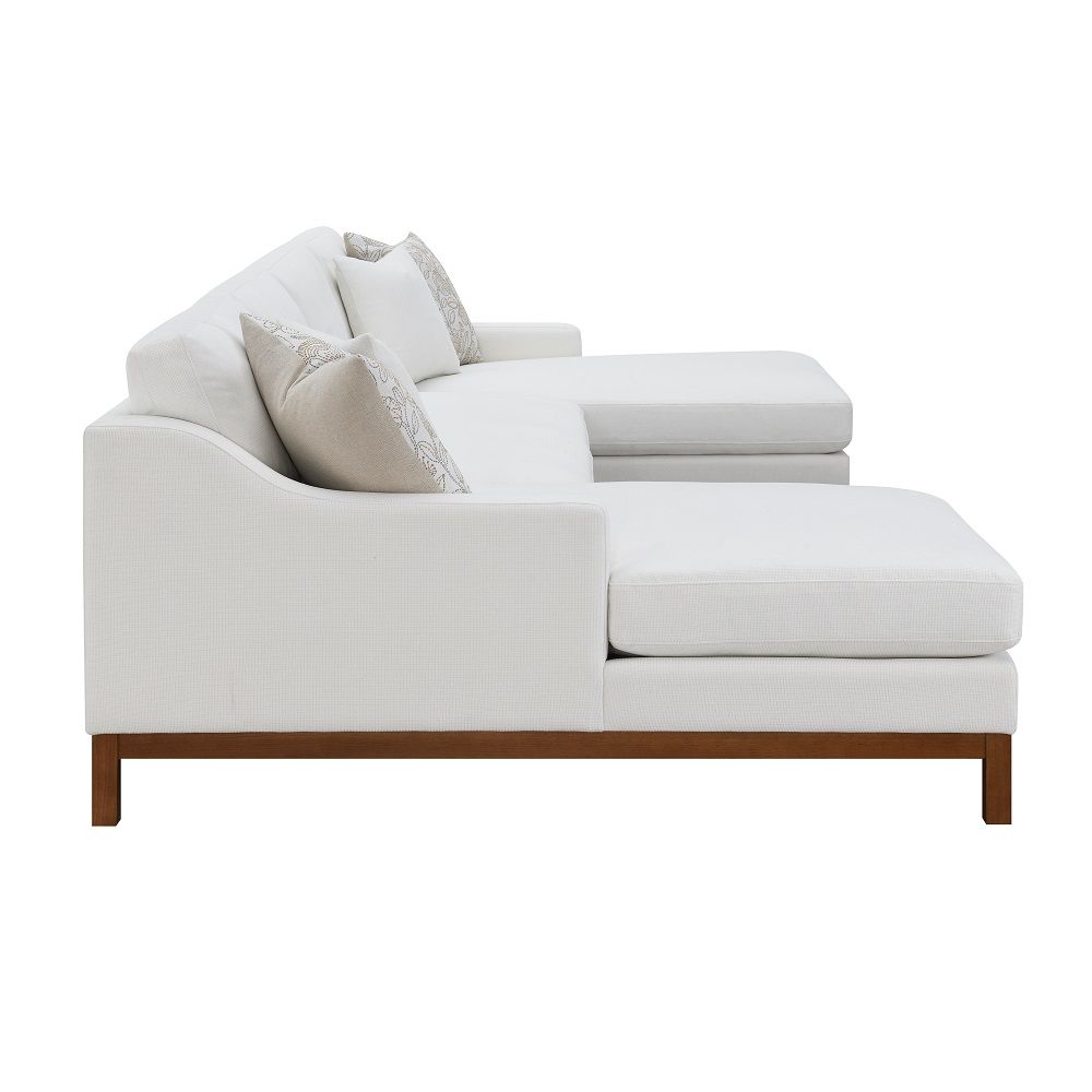 Valiant - Sectional Sofa With 4 Pillows - Ivory Chenille, white, view 3