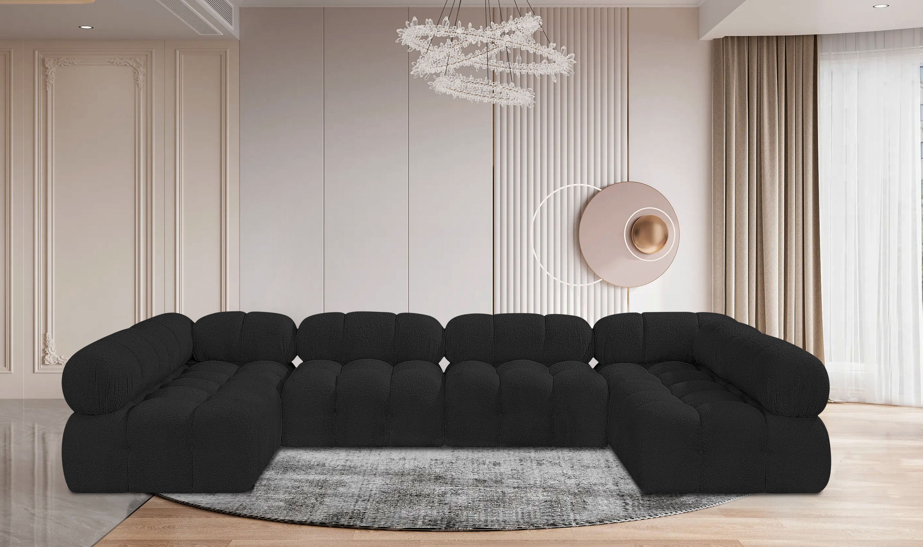 Ames - 6 Piece Fabric Modular Sectional - Black