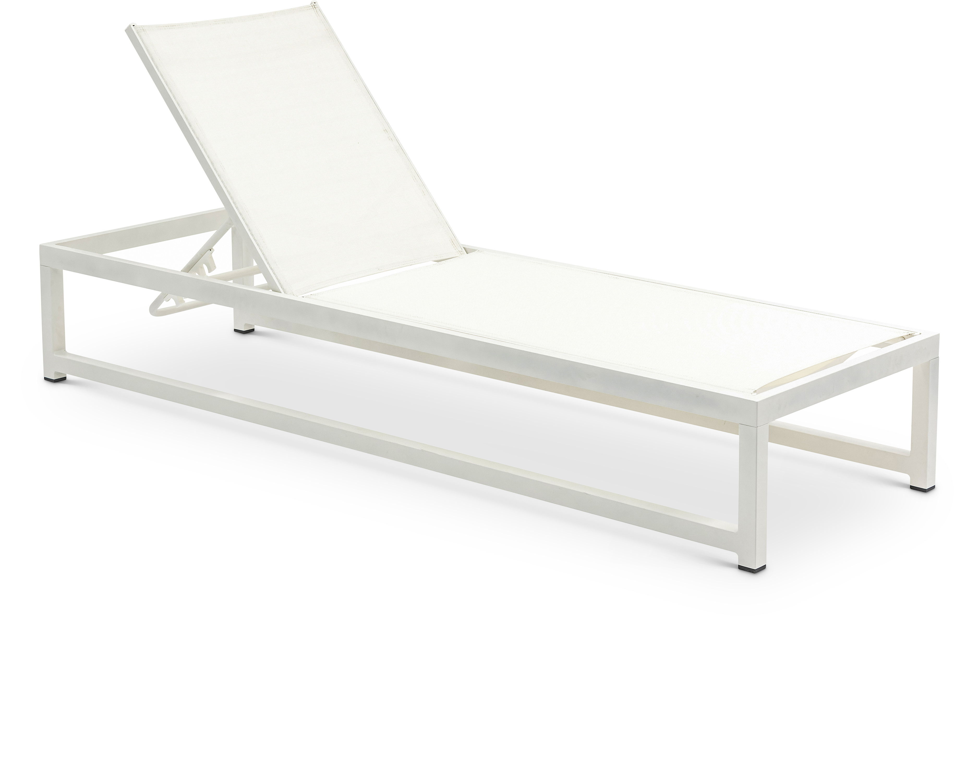 Maldives - Mesh Water Resistant Outdoor Patio Adjustable Sun Chaise Lounge Chair With White Base - Cream