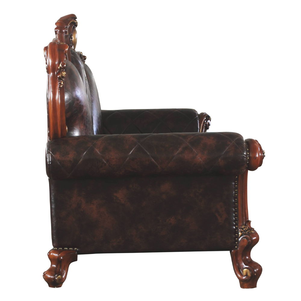 Picardy - Oversized Sofa With 5 Pillows - Synthetic Leather & Honey Oak, dark brown, view 3