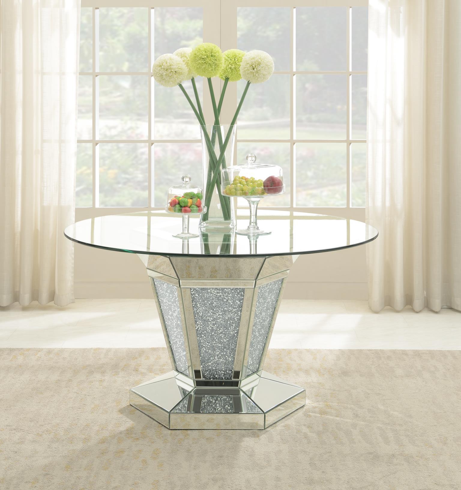 G-100 - 5 Piece Dining Room Set (Glamour Dining Table, 4 Velvet Chairs) - Black