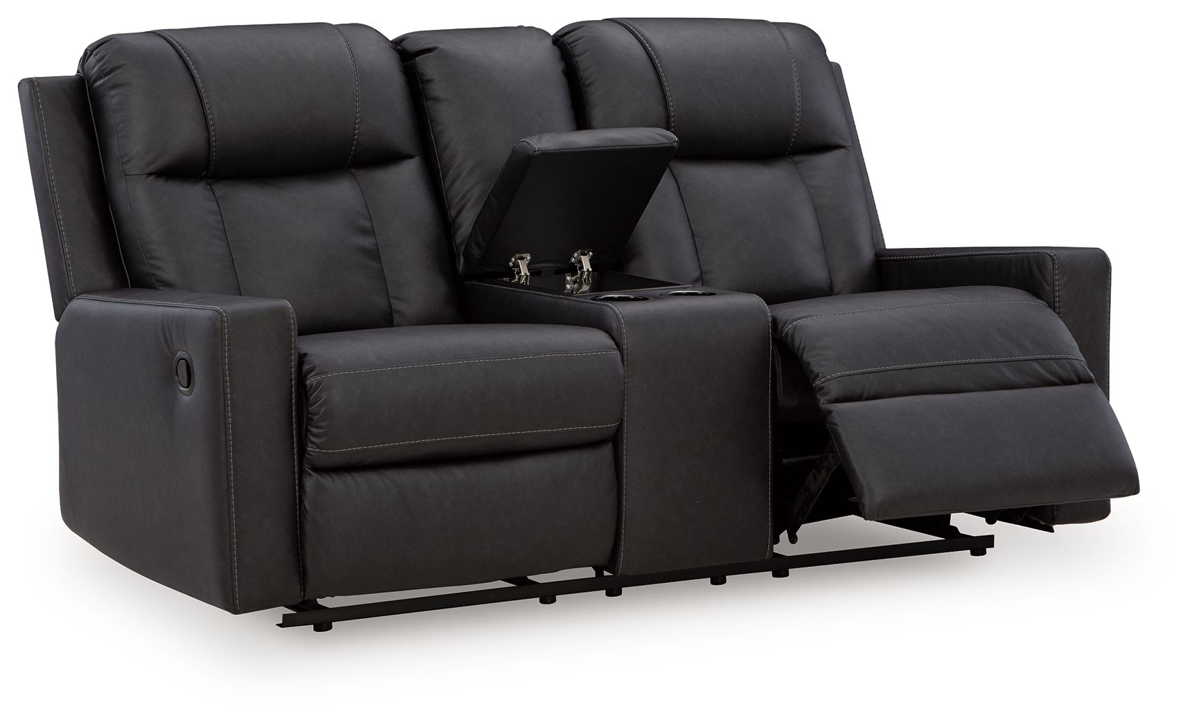 Mackmenville - Double Reclining Loveseat With Console - Carbon