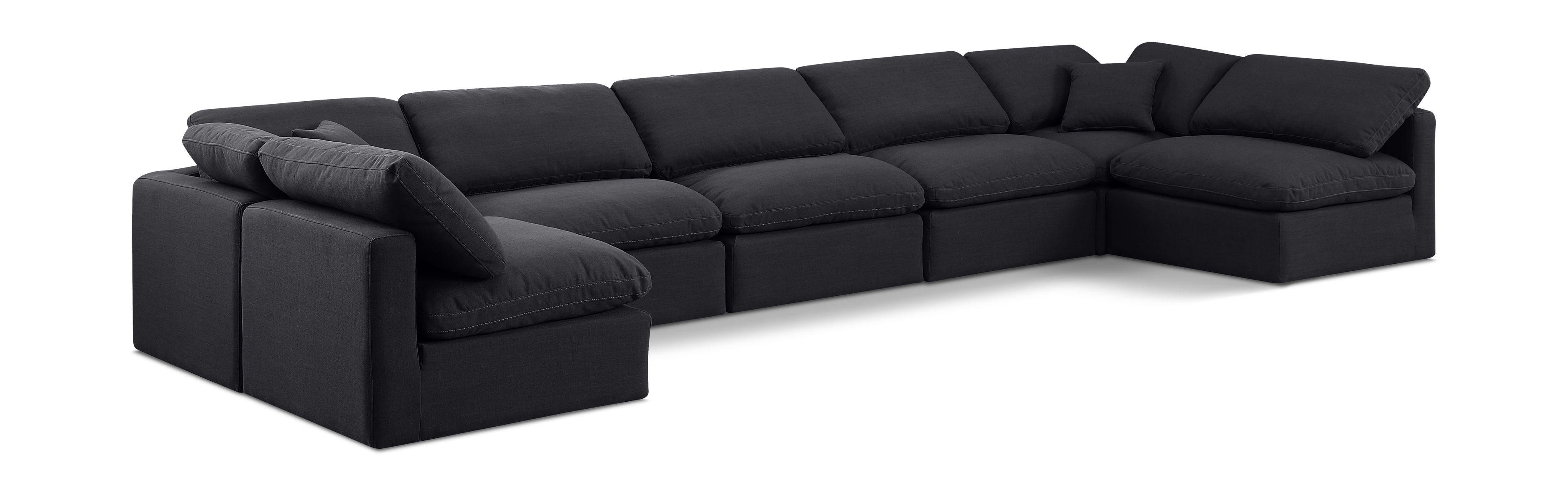 Indulge - Linen 7 Piece Modular U-Shaped Sectional - Black