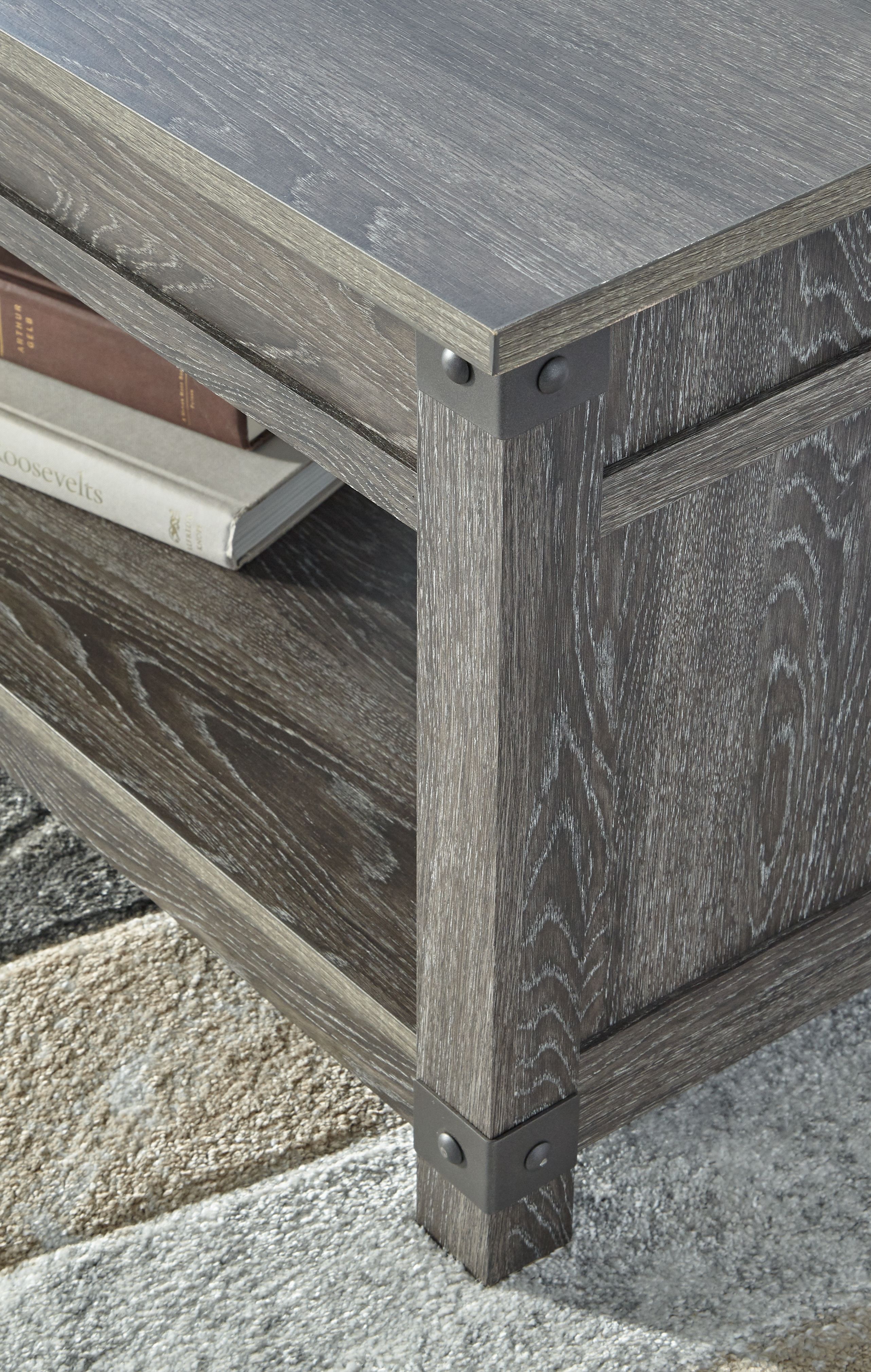Ashley Furniture Freedan - Rect Lift Top Cocktail Table - Grayish Brown - Image 9