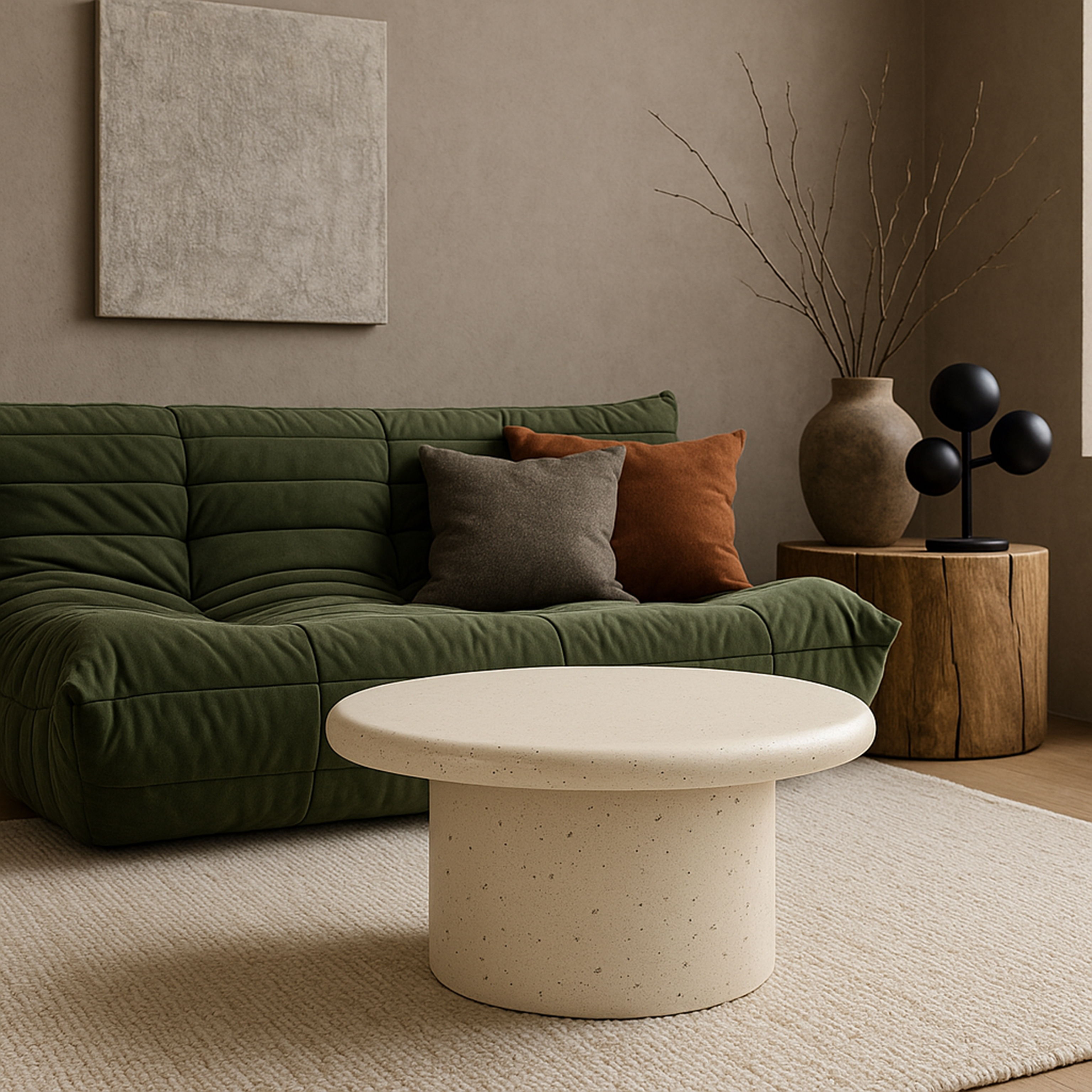 Emara - 12" Concrete And Fiberglass Indoor / Outdoor Coffee Table - Cream