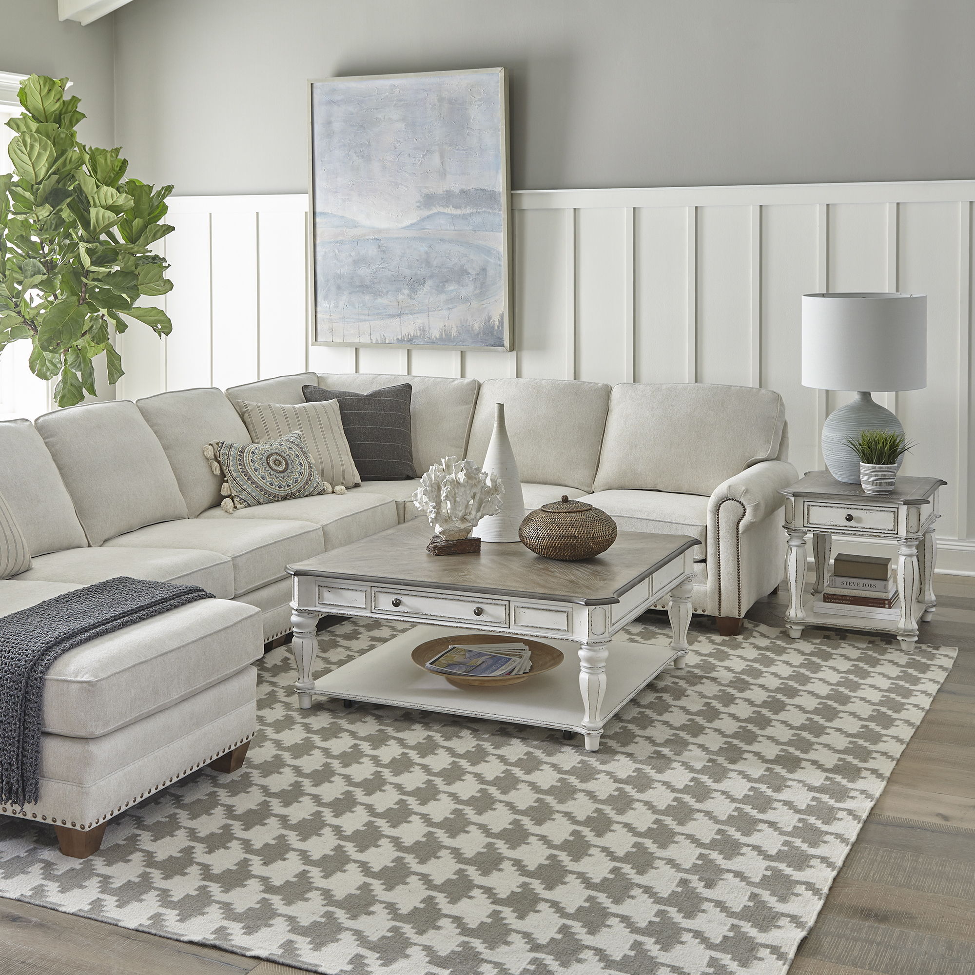 Liberty Furniture Magnolia Manor - 3 Piece Set (1 Square Cocktail 2 End Tables) - White