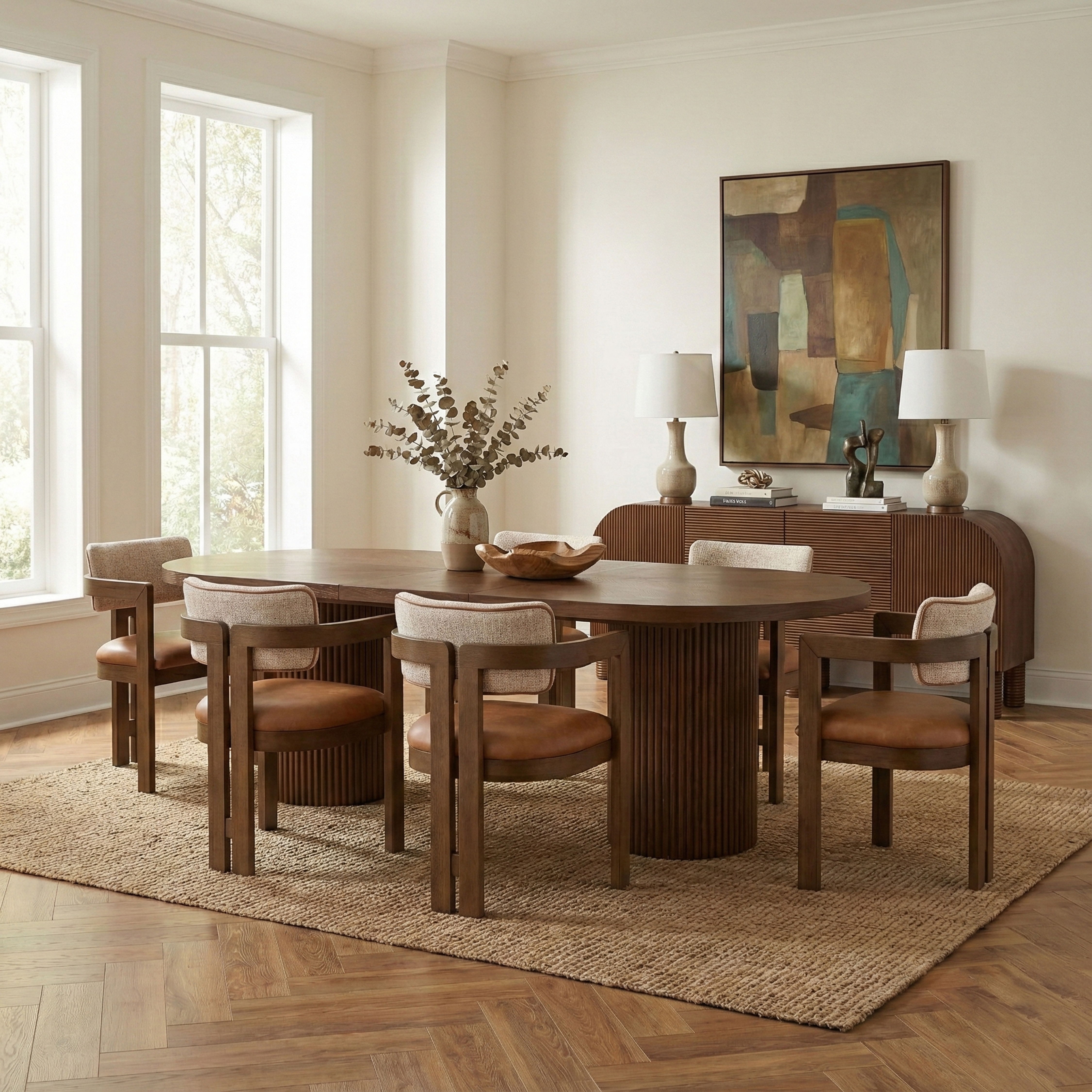 Belinda - Oak Wood Dining Table (3 Boxes) - Brown