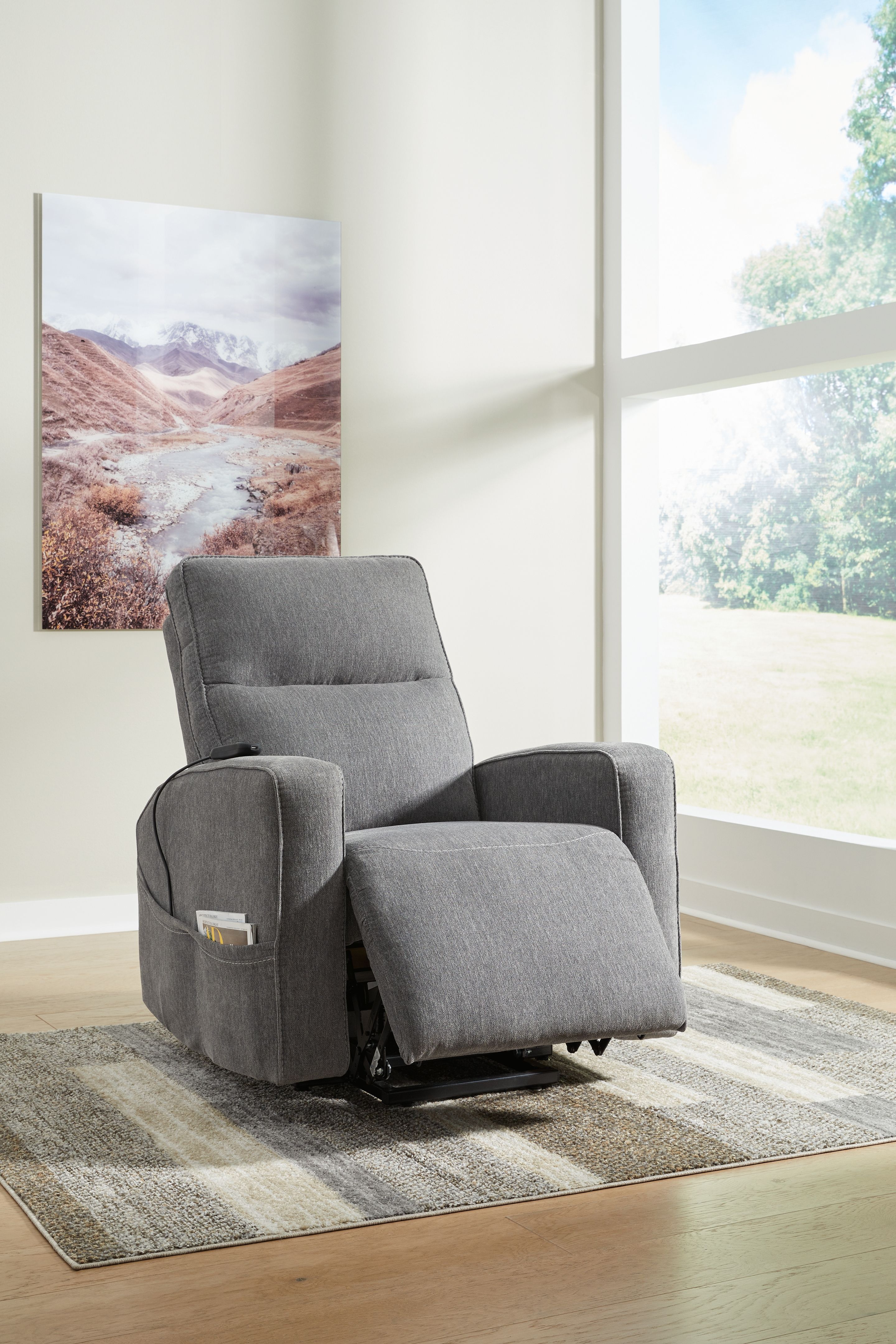 Ashley Furniture Starganza - Power Lift Recliner - Gray - Image 9